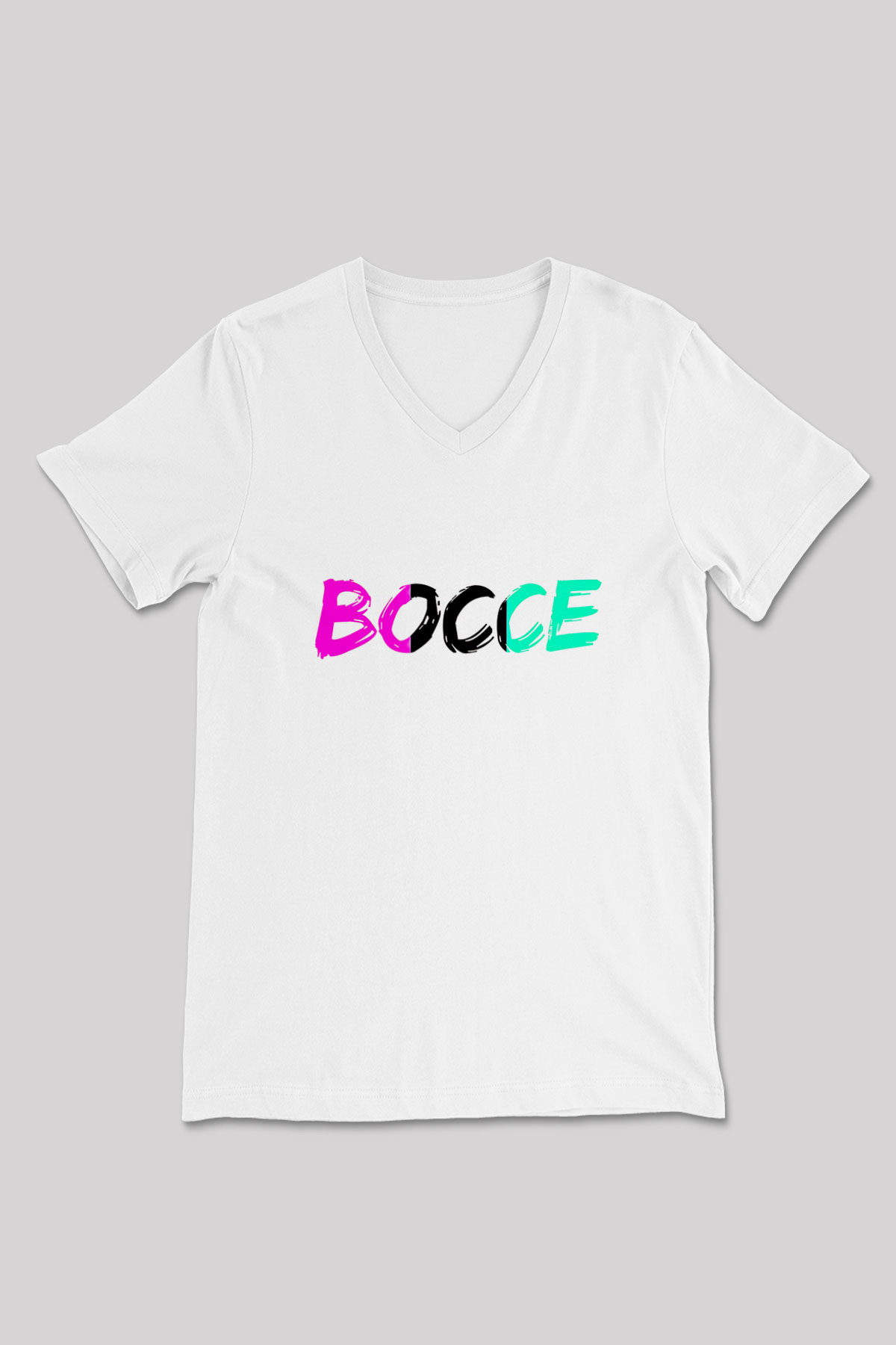 Bocce Baskılı Unisex V Yaka Tişört - Tshirt
