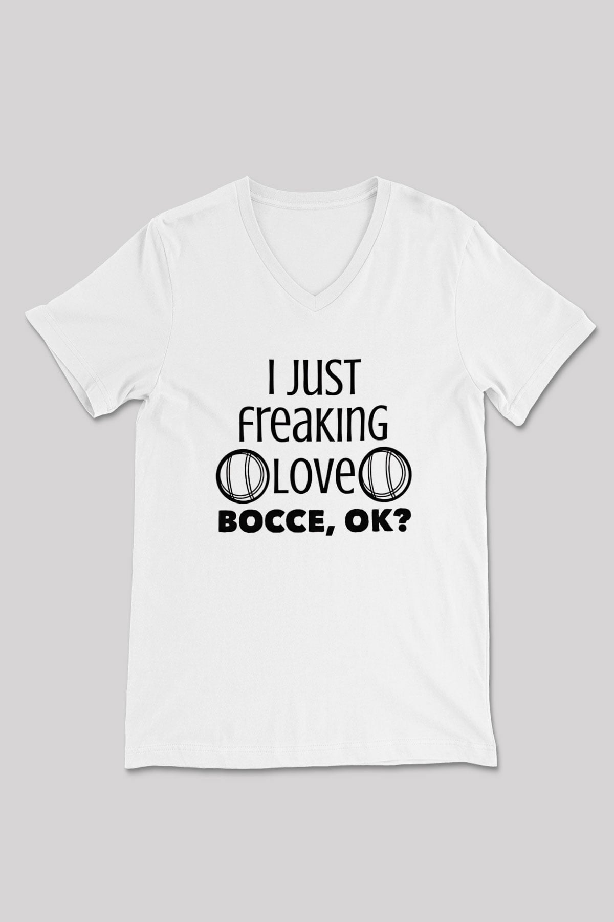 Bocce Baskılı Unisex V Yaka Tişört - Tshirt
