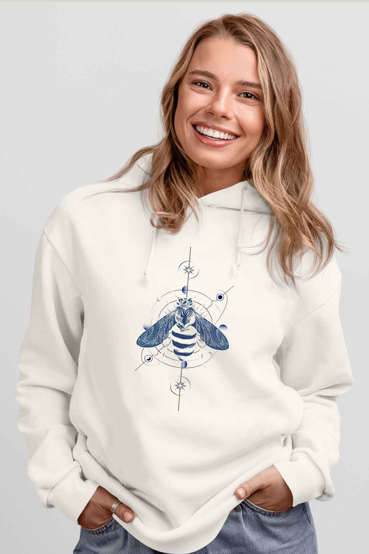 Böcekbilimci Beyaz Unisex Kapüşonlu Sweatshirt