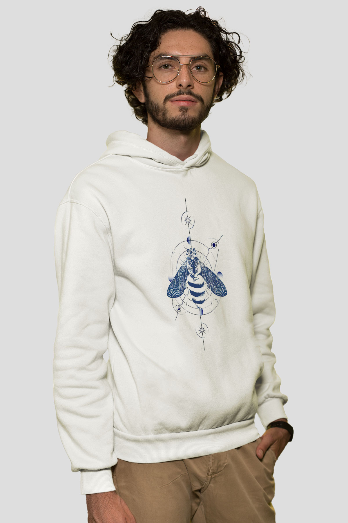 Böcekbilimci Beyaz Unisex Kapüşonlu Sweatshirt