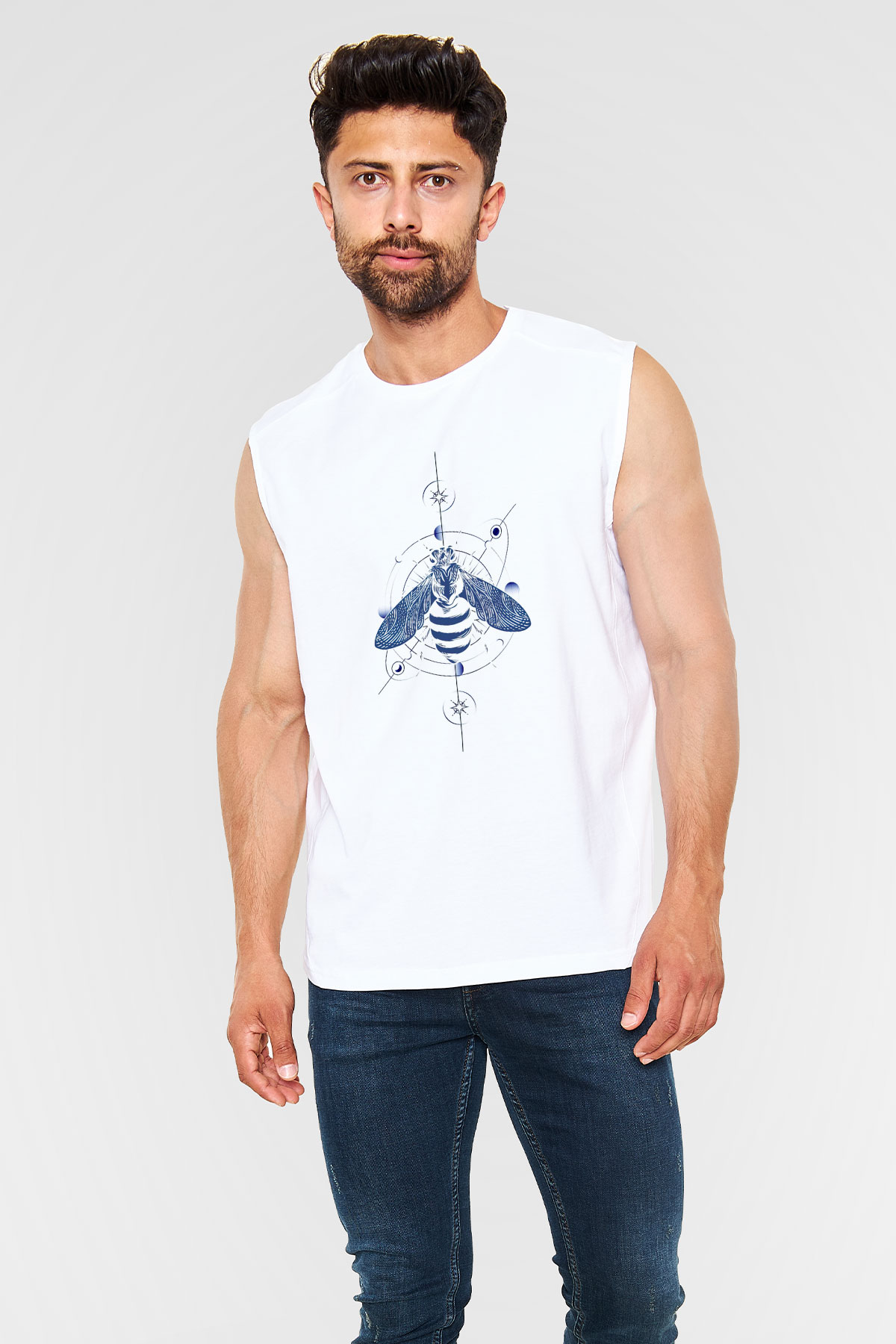 Böcekbilimci Beyaz Unisex Kolsuz Tişört
