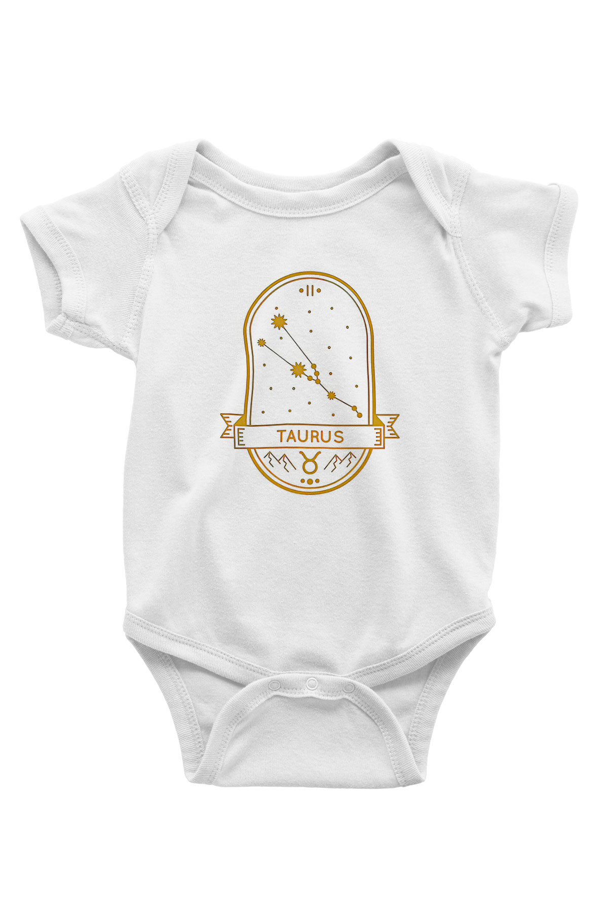 Boğa Burcu Baskılı Beyaz Unisex Bebek Body - Zıbın