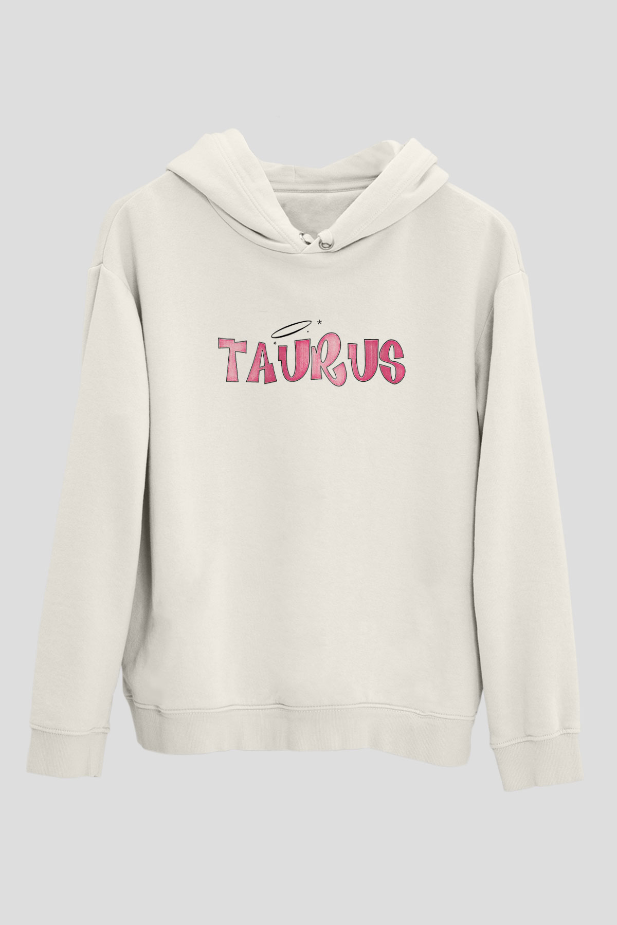 Boğa Burcu Baskılı Beyaz Unisex Hoodie
