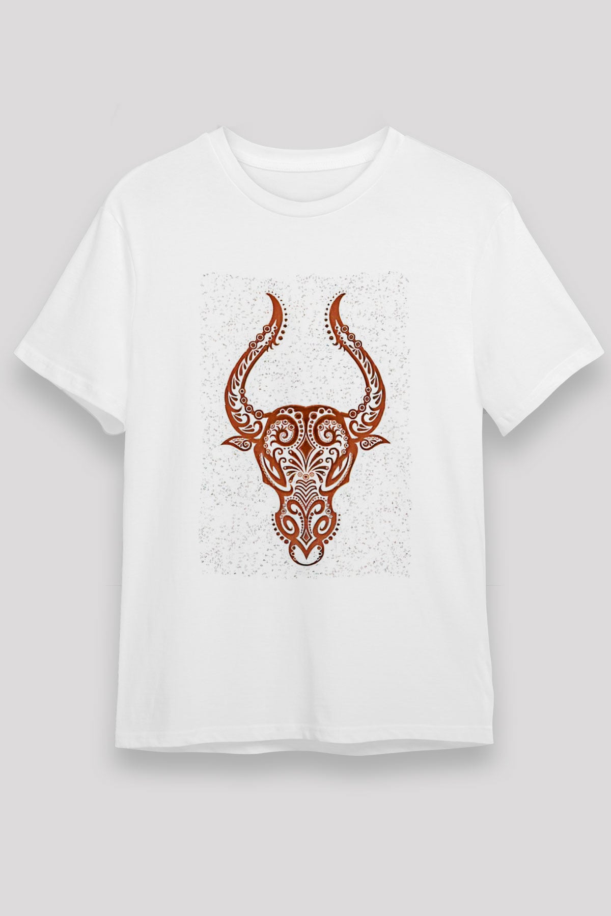 Boğa Burcu Unisex Baskılı Beyaz Tişört - Tshirt