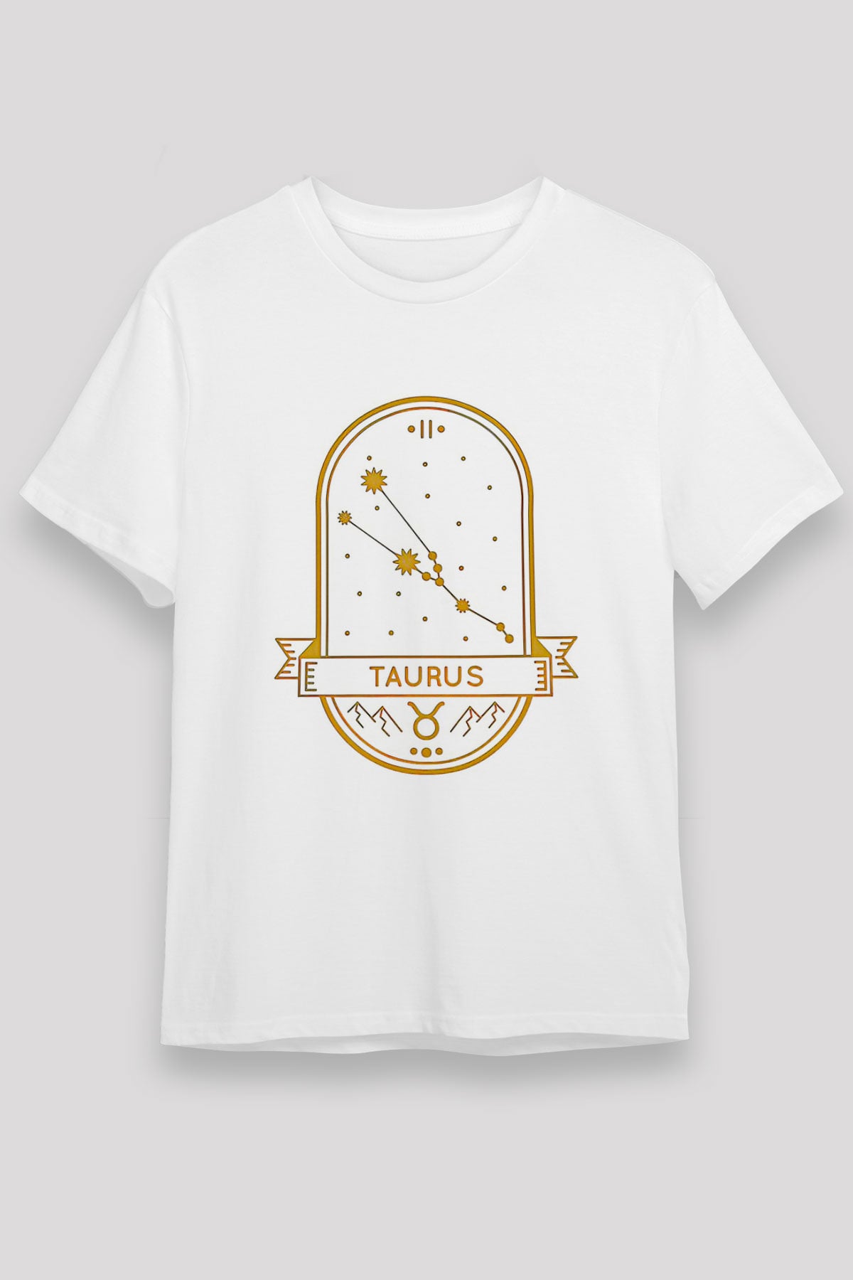 Boğa Burcu Unisex Baskılı Beyaz Tişört - Tshirt