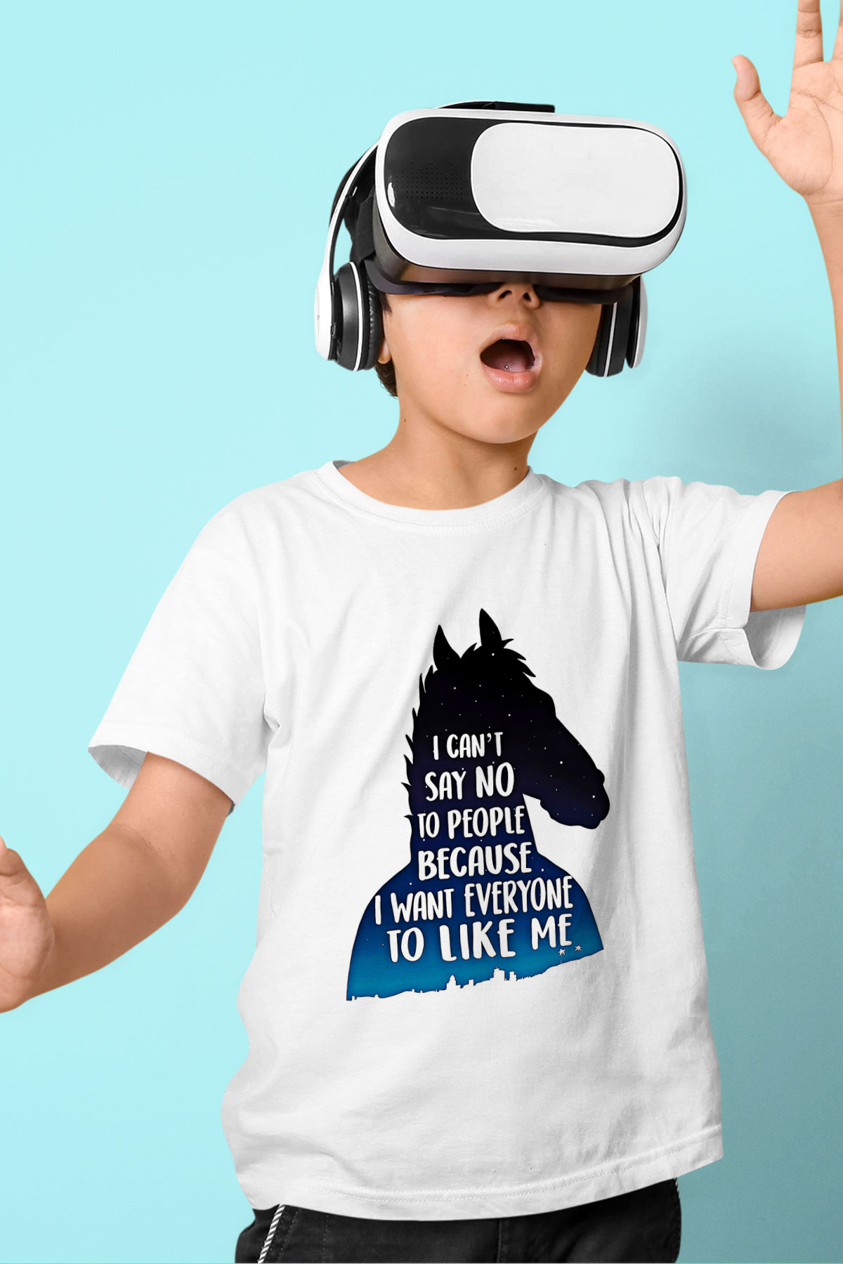 Bojack Horseman Baskılı Beyaz Unisex Beyaz Çocuk Tişört - Tshirt
