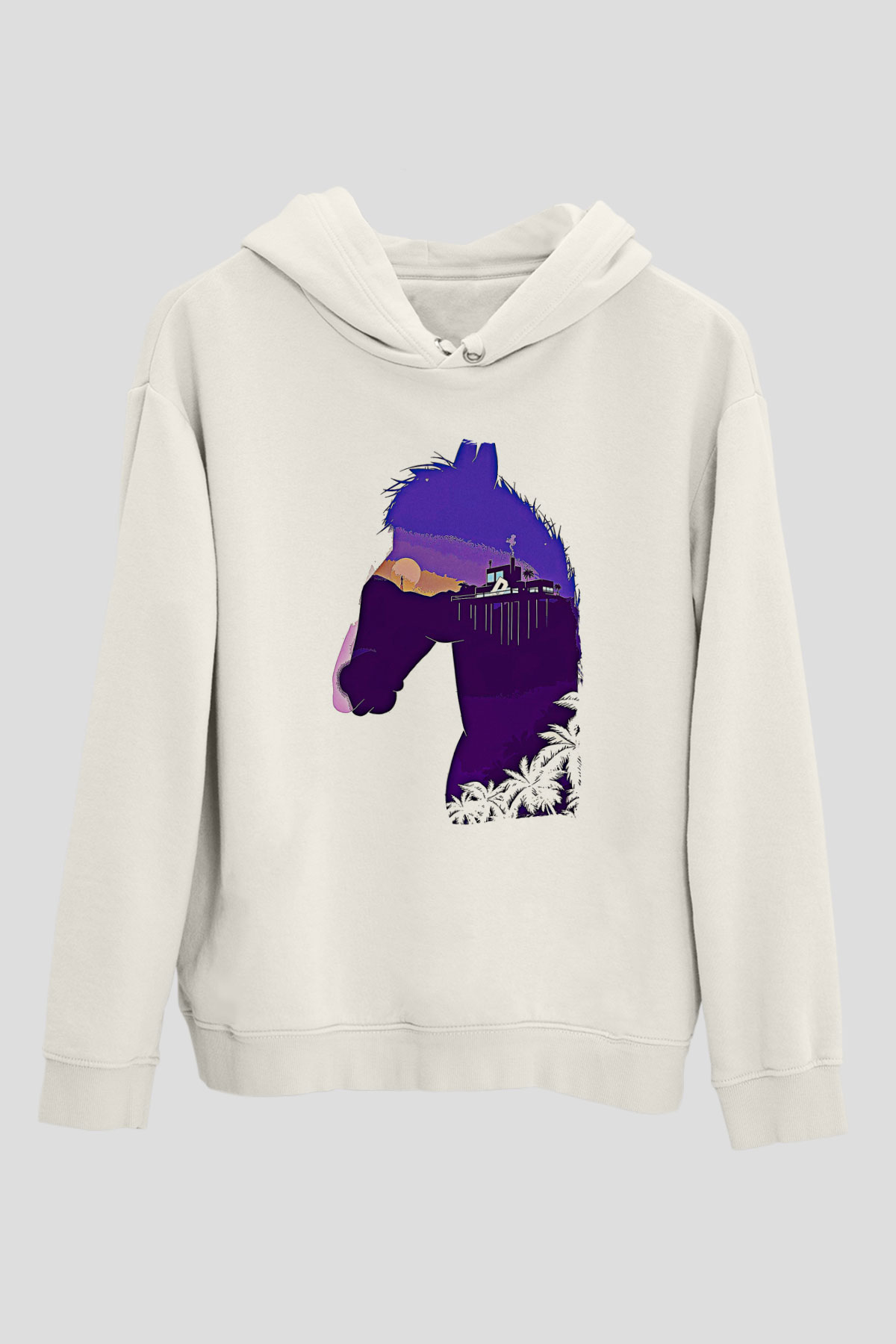 Bojack Horseman Baskılı Beyaz Unisex Hoodie
