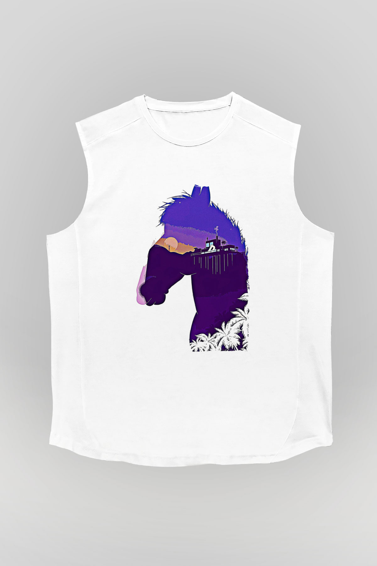 Bojack Horseman Baskılı Beyaz Unisex Kolsuz Tişört - Tshirt