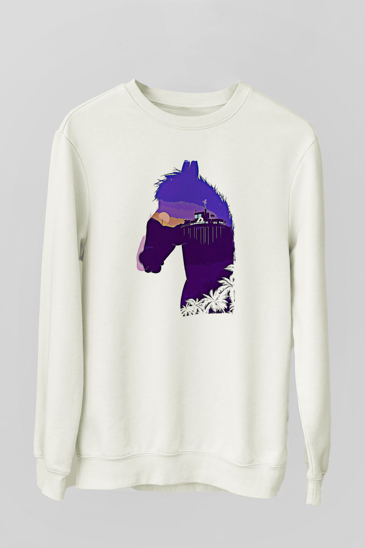Bojack Horseman Baskılı Beyaz Unisex Sweatshirt