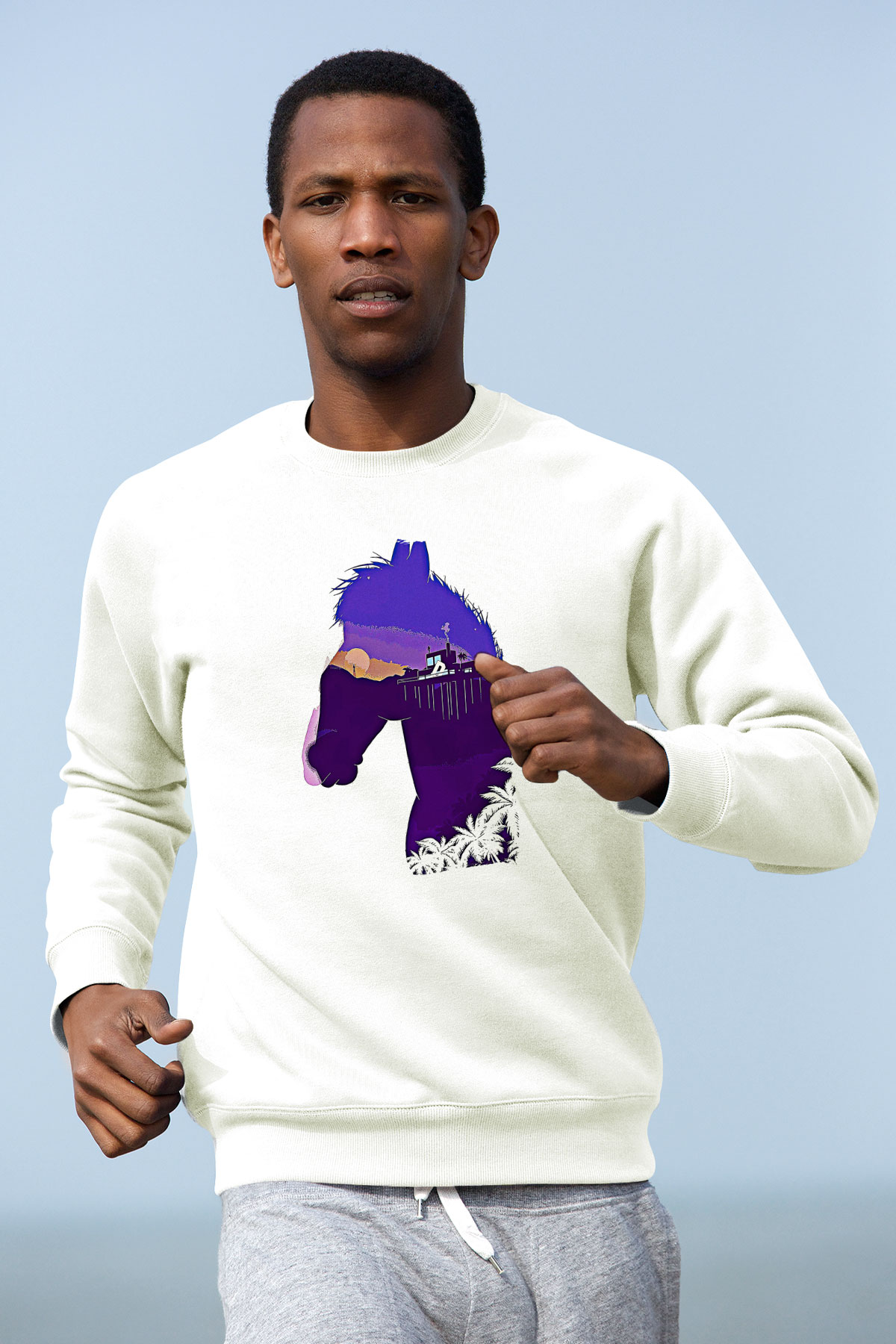 Bojack Horseman Baskılı Beyaz Unisex Sweatshirt