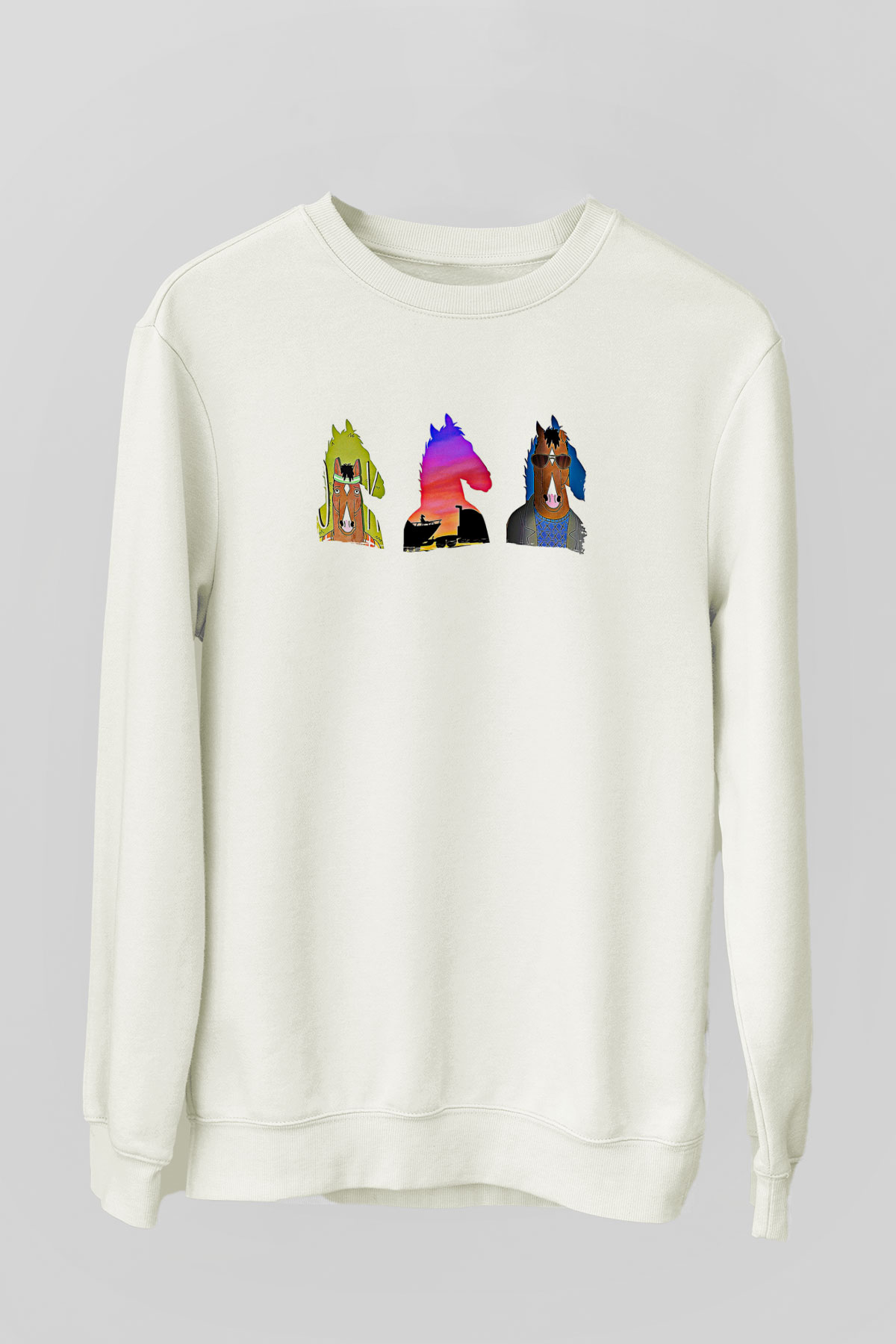 Bojack Horseman Baskılı Beyaz Unisex Sweatshirt