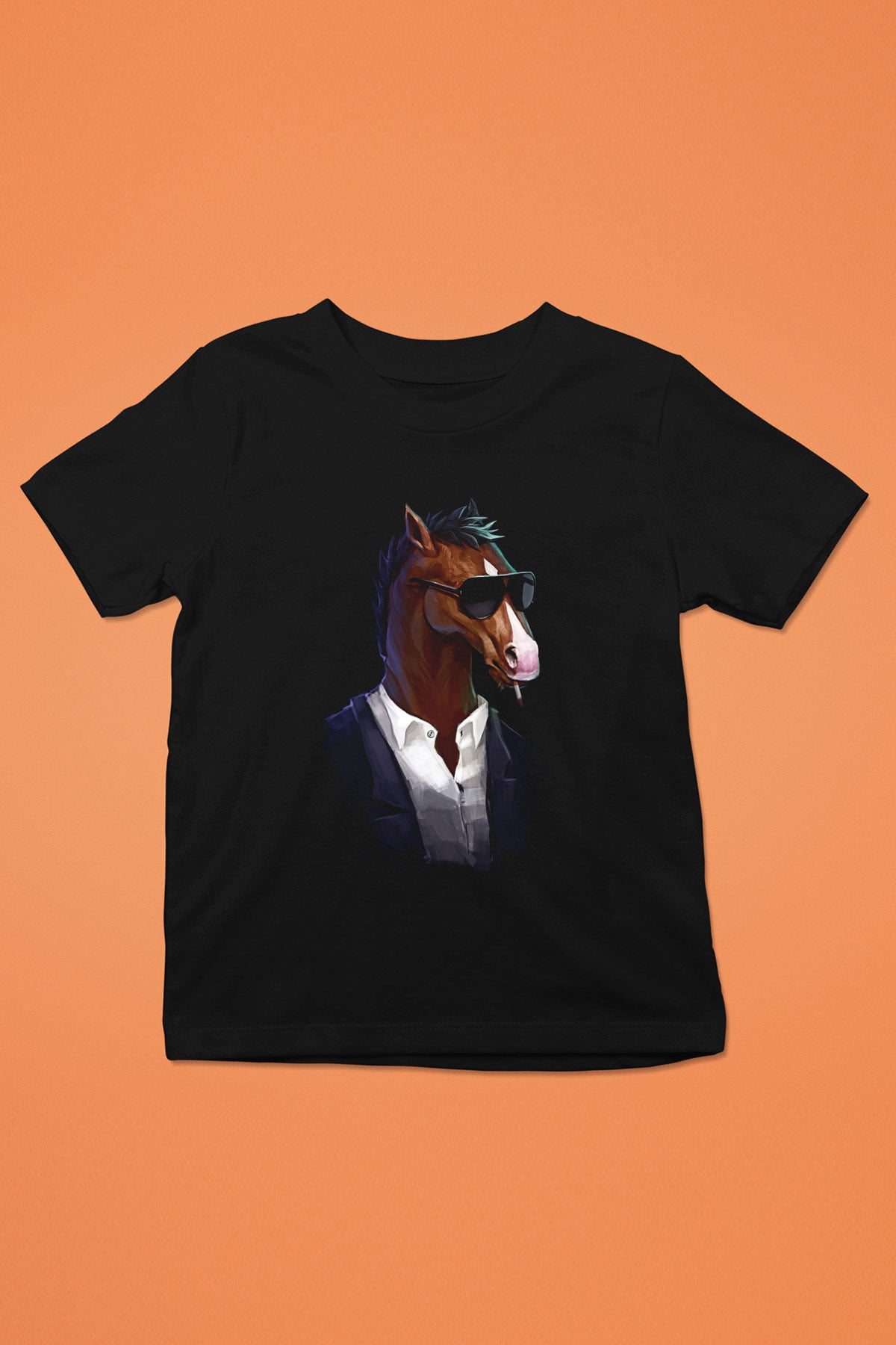 Bojack Horseman Baskılı Unisex Siyah Çocuk Tişört - Tshirt