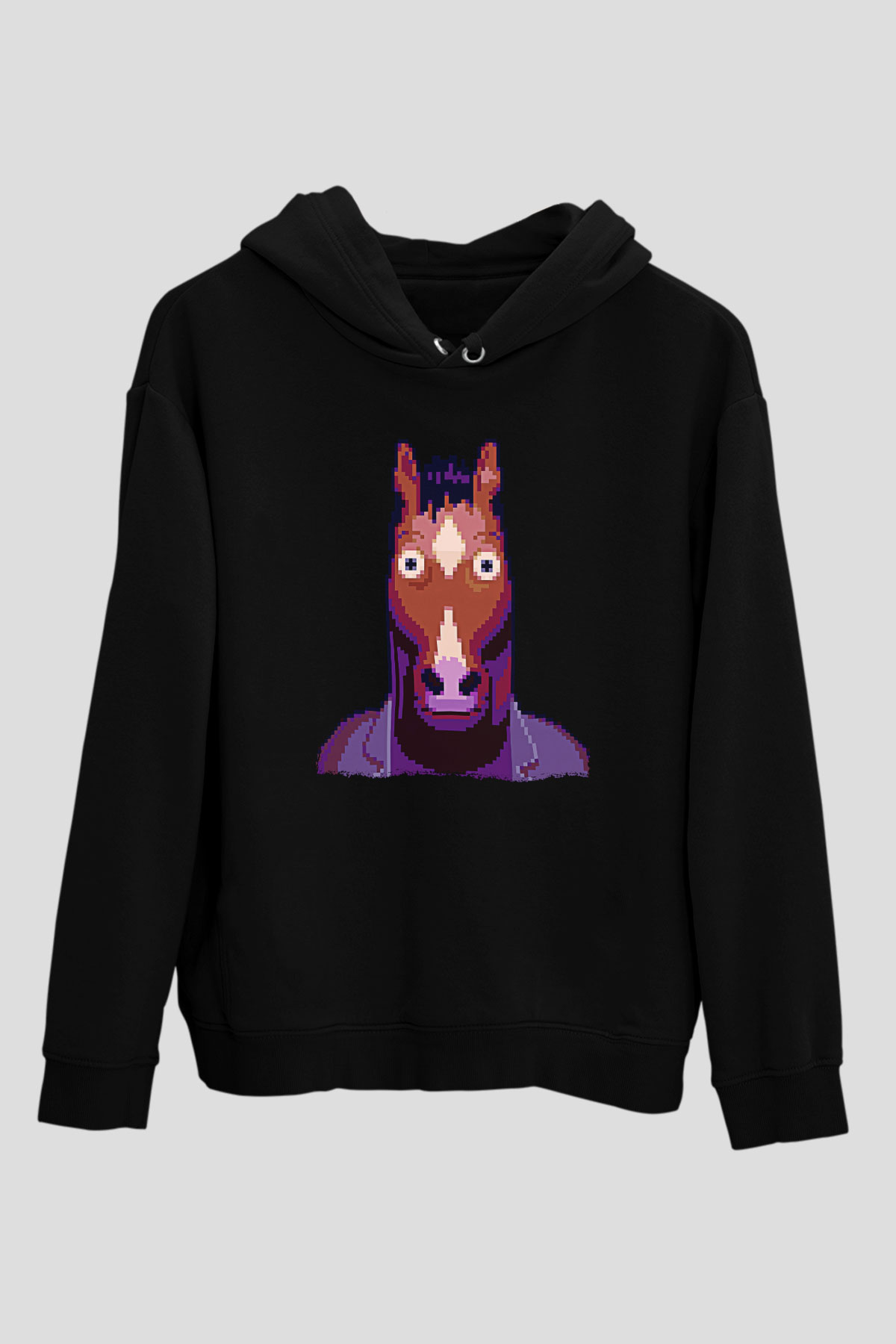 Bojack Horseman Baskılı Unisex Siyah Kapüşonlu Sweatshirt