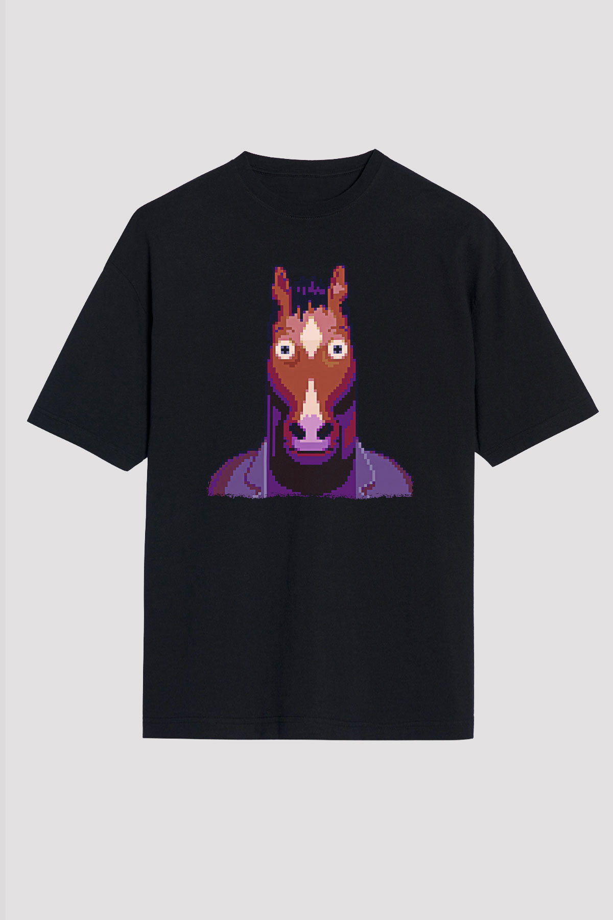 Bojack Horseman Baskılı Unisex Siyah Oversize Tişört - Tshirt