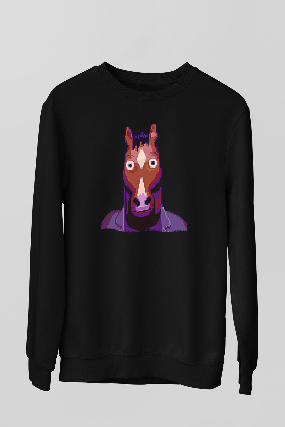 Bojack Horseman Baskılı Unisex Siyah Sweatshirt