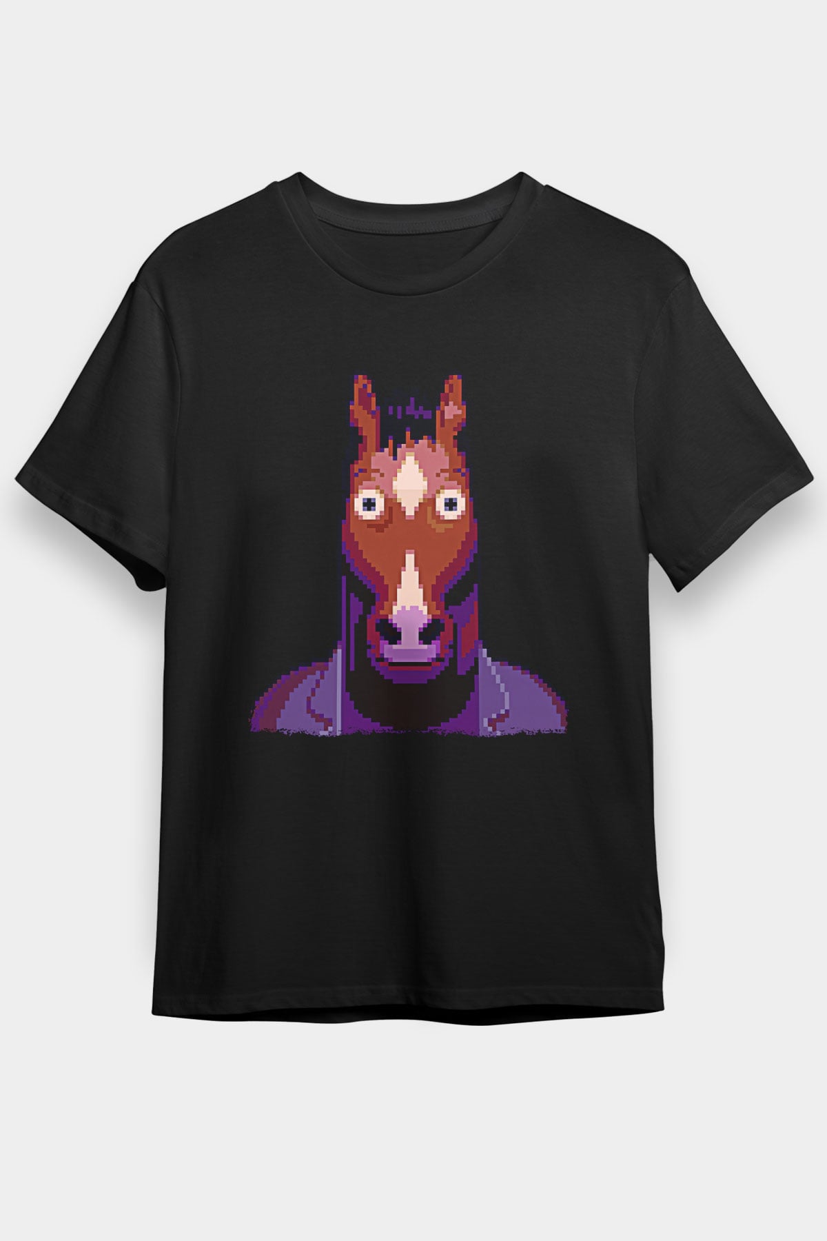 Bojack Horseman Baskılı Unisex Siyah Tişört - Tshirt
