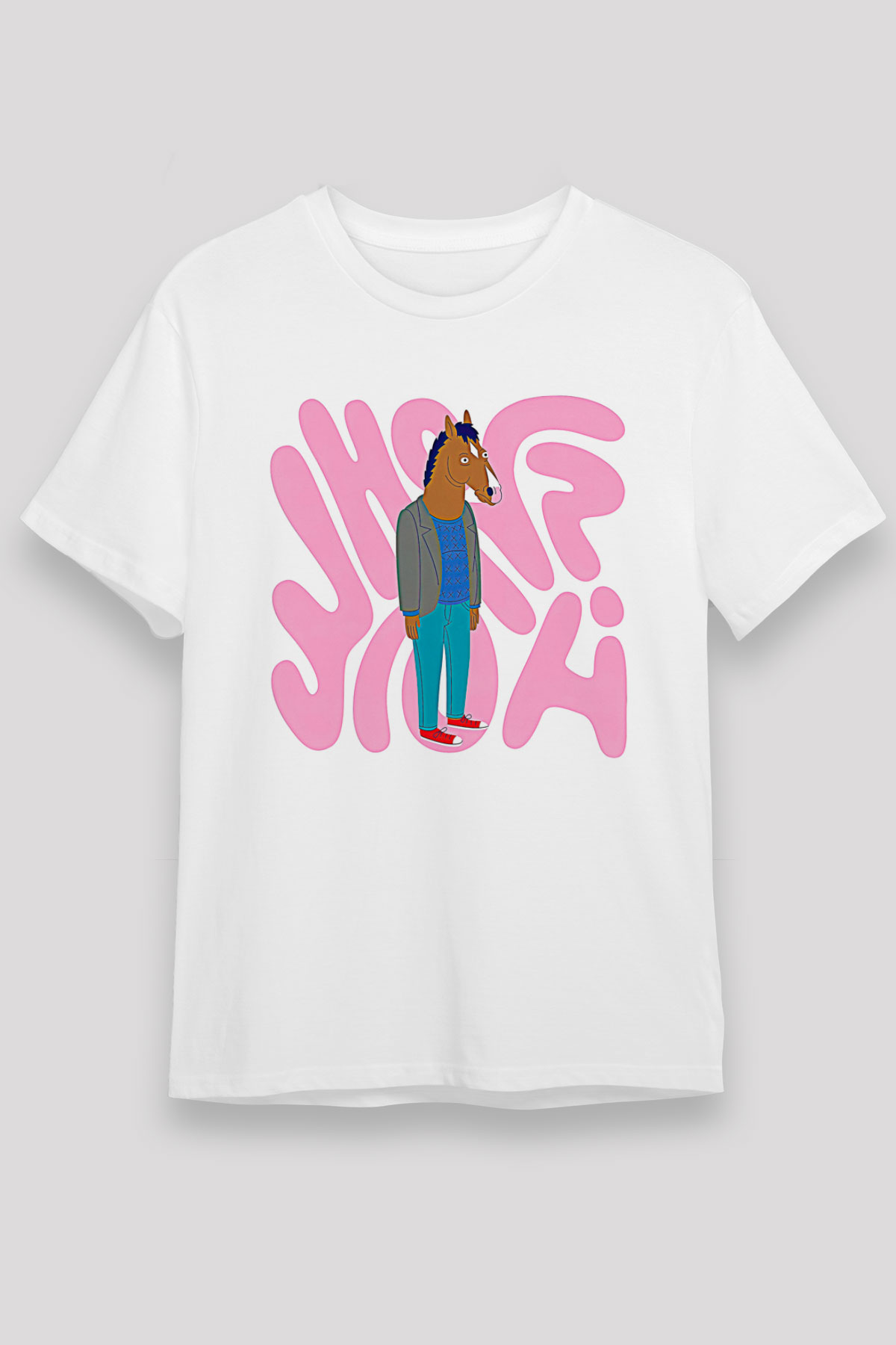 Bojack Horseman Unisex Baskılı Beyaz Tişört - Tshirt
