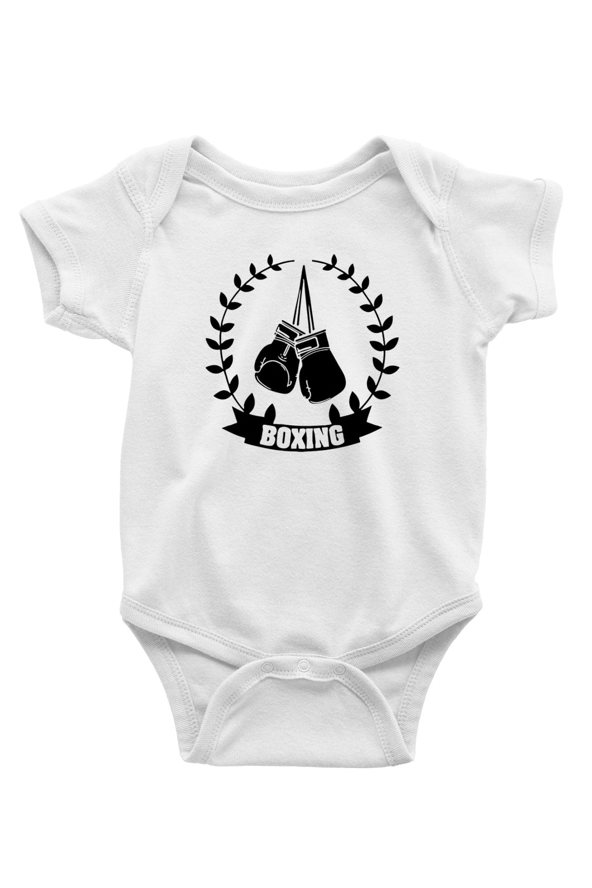 Boks Baskılı Beyaz Unisex Bebek Body - Zıbın