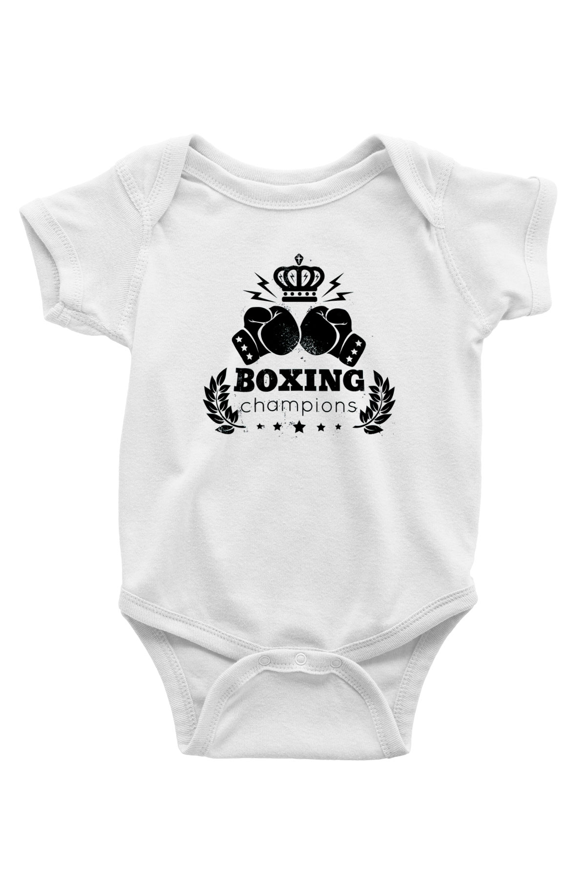 Boks Baskılı Beyaz Unisex Bebek Body - Zıbın