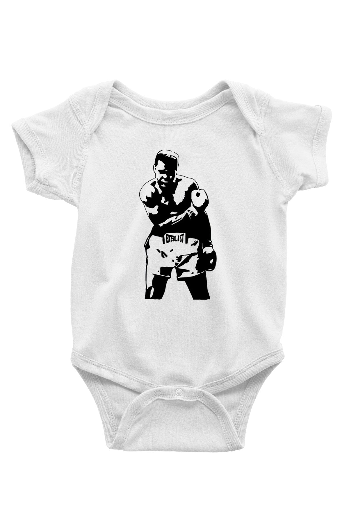 Boks Baskılı Beyaz Unisex Bebek Body - Zıbın