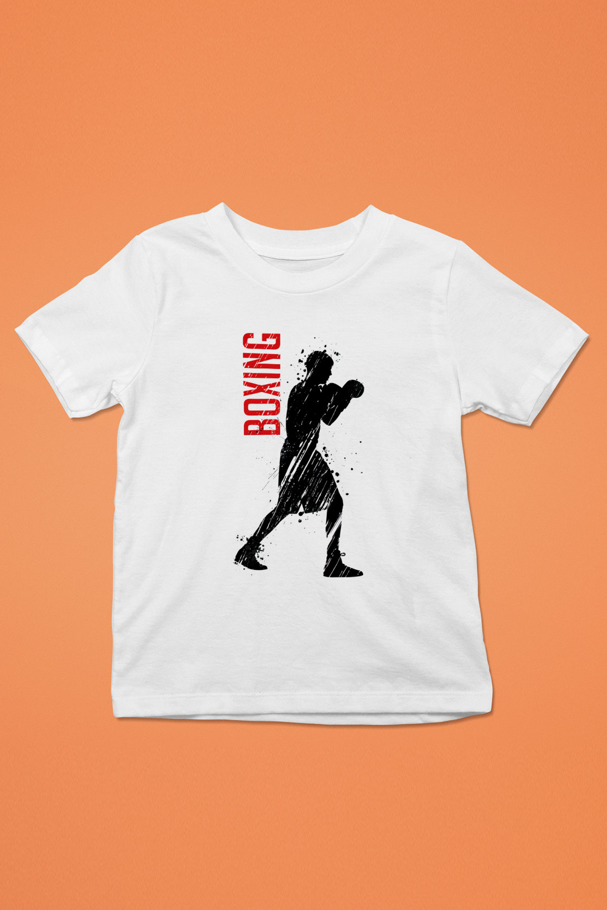Boks Baskılı Beyaz Unisex Çocuk Tişört