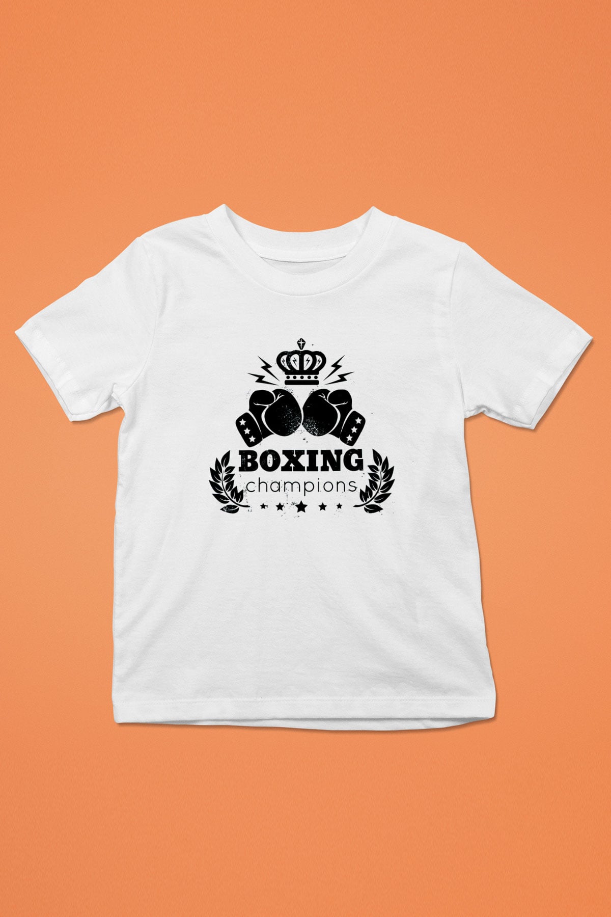 Boks Baskılı Beyaz Unisex Çocuk Tişört