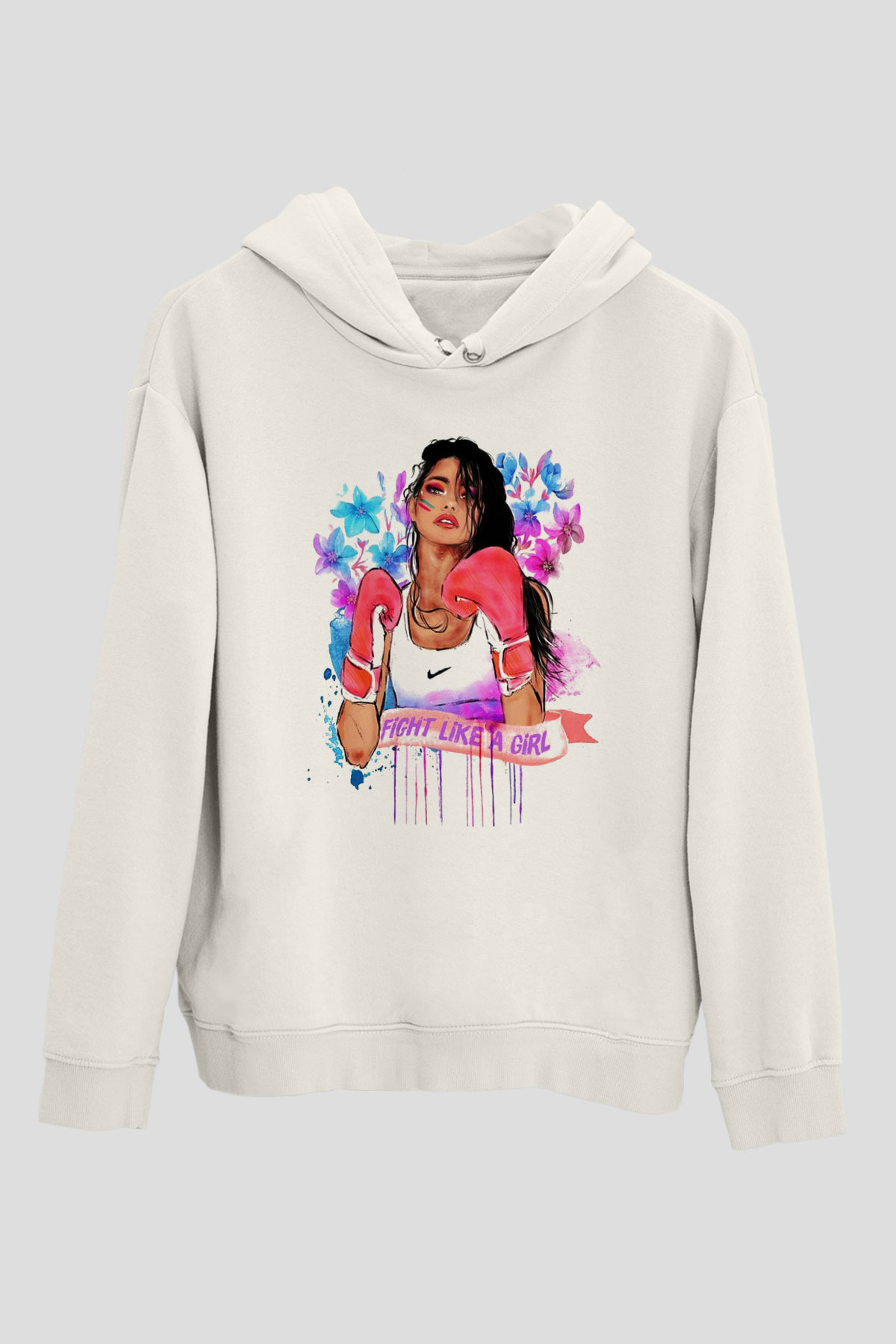 Boks Beyaz Unisex Hoodie