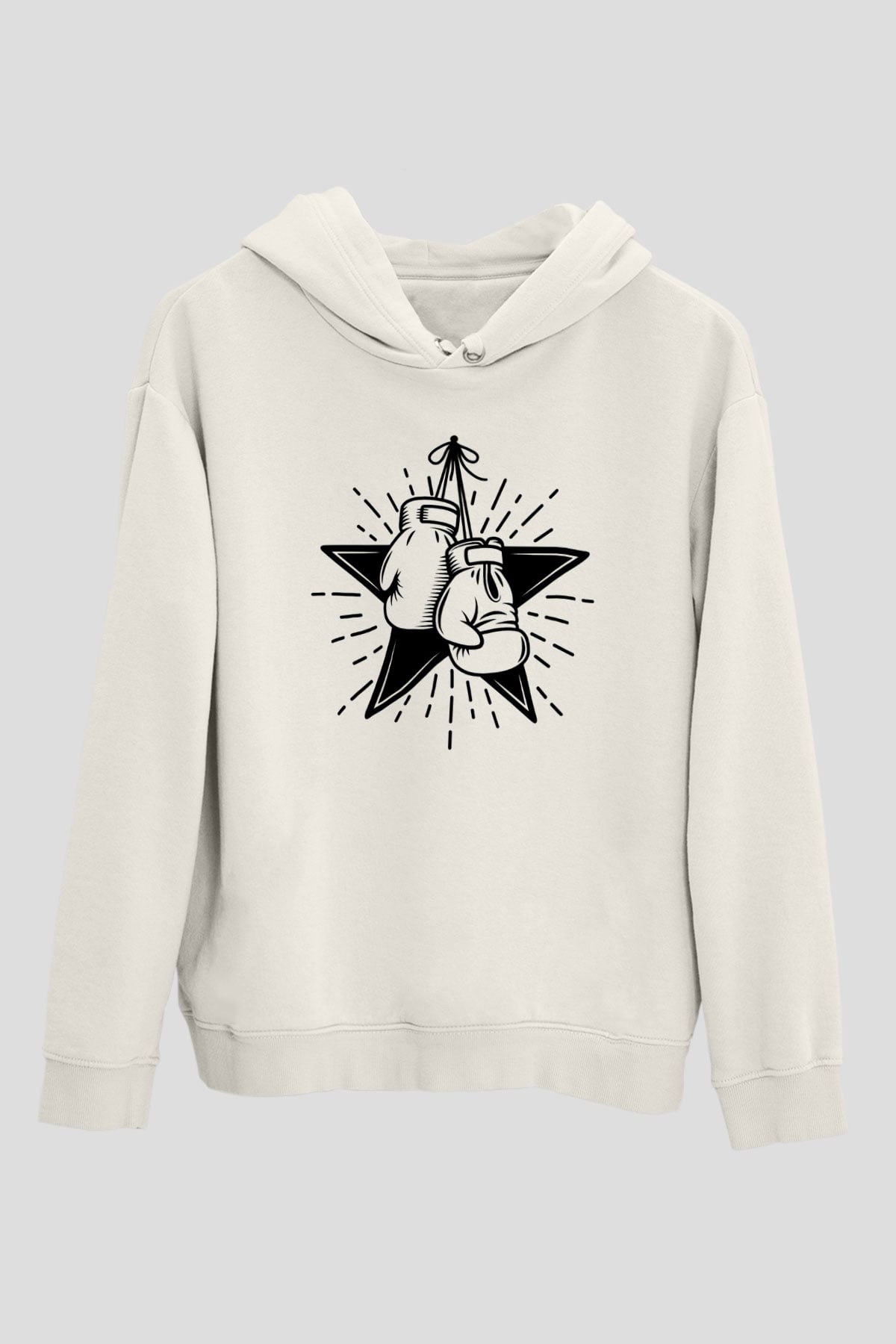 Boks Beyaz Unisex Hoodie