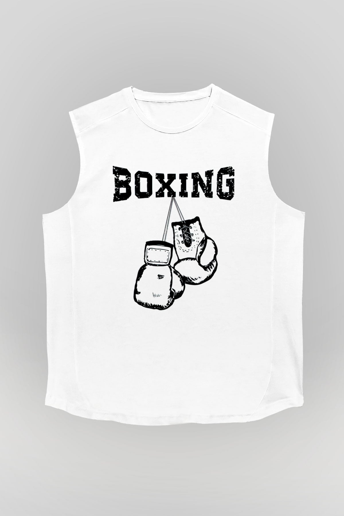 Boks Beyaz Unisex Kolsuz Tişört