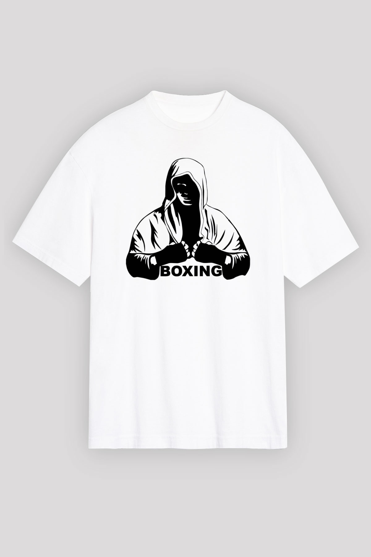 Boks Beyaz Unisex Oversize Tişört T-Shirt