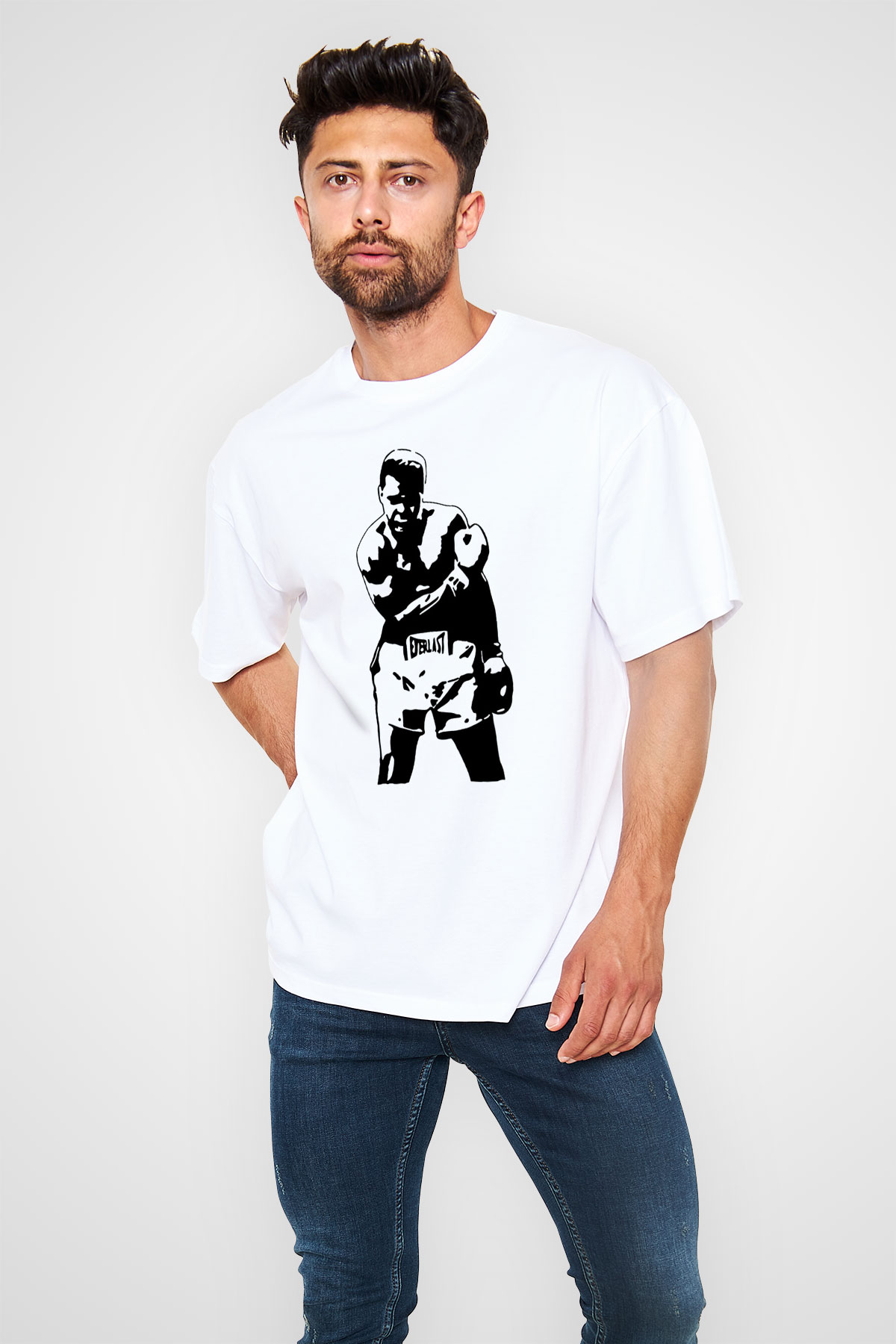 Boks Beyaz Unisex Oversize Tişört T-Shirt