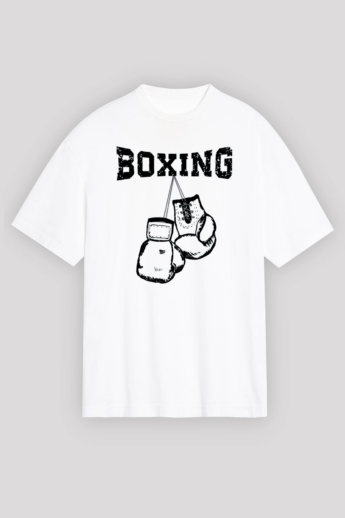 Boks Beyaz Unisex Oversize Tişört T-Shirt