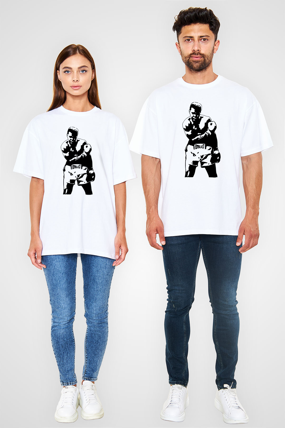Boks Beyaz Unisex Oversize Tişört T-Shirt