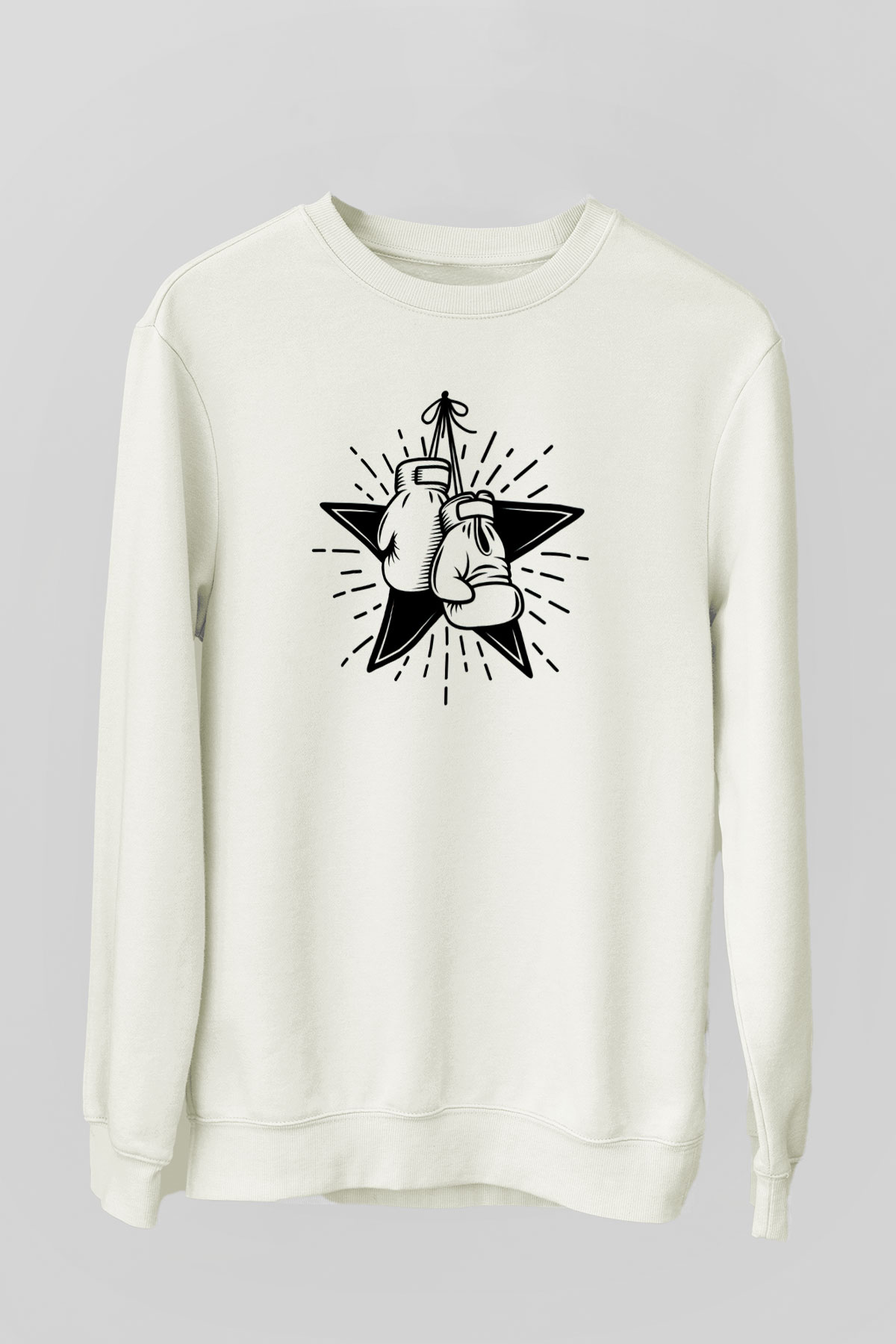Boks Beyaz Unisex Sweatshirt
