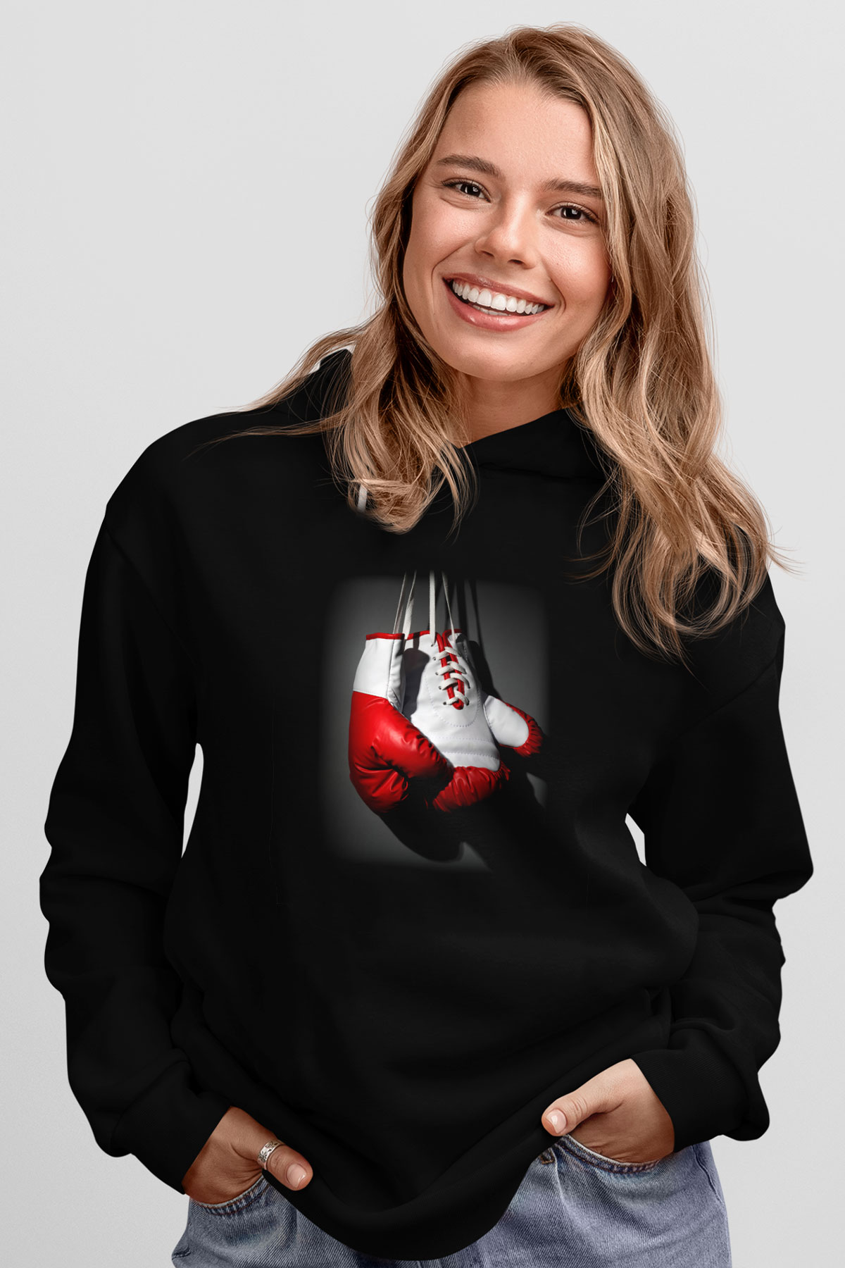 Boks Siyah Unisex Hoodie