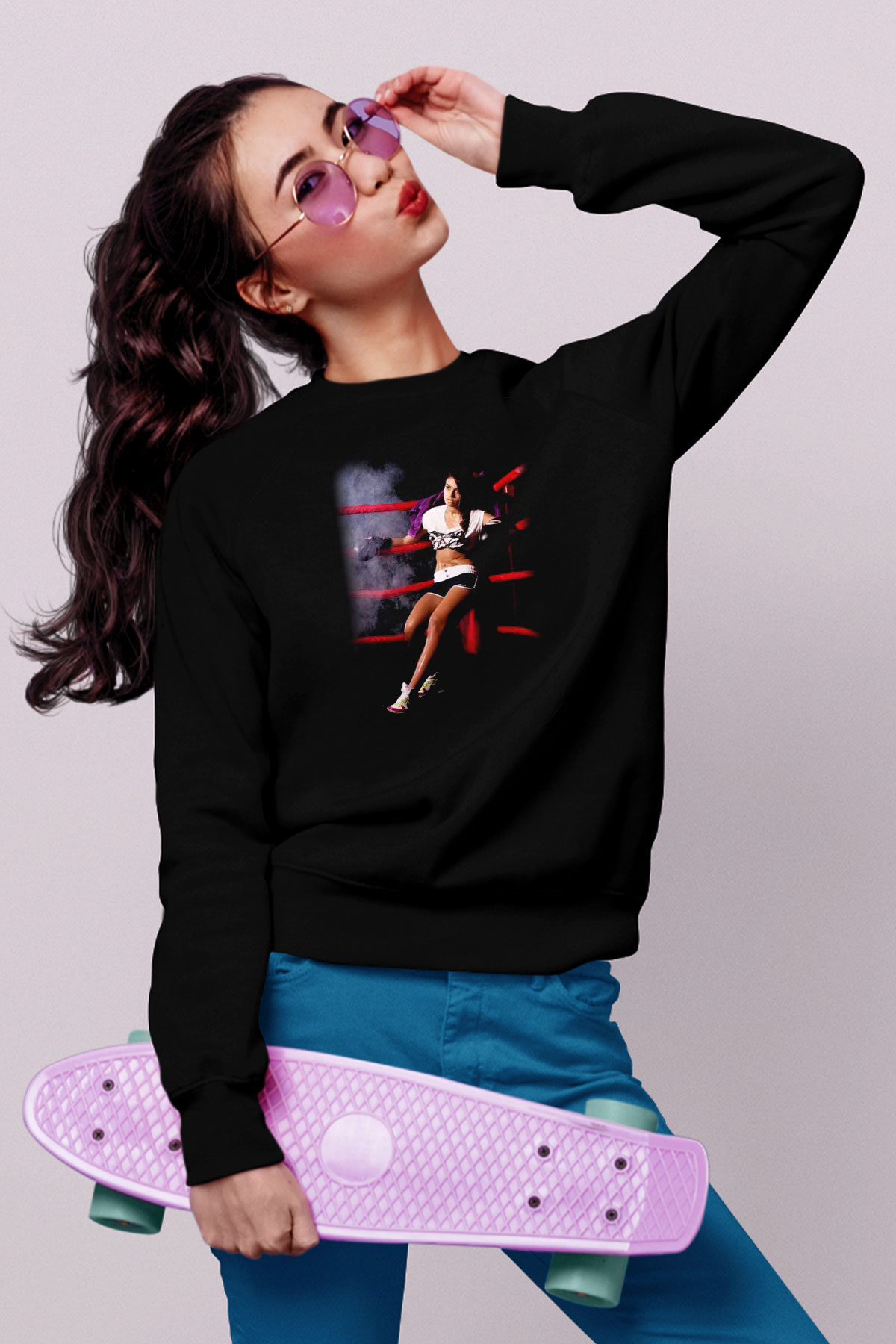 Boks Siyah Unisex Sweatshirt