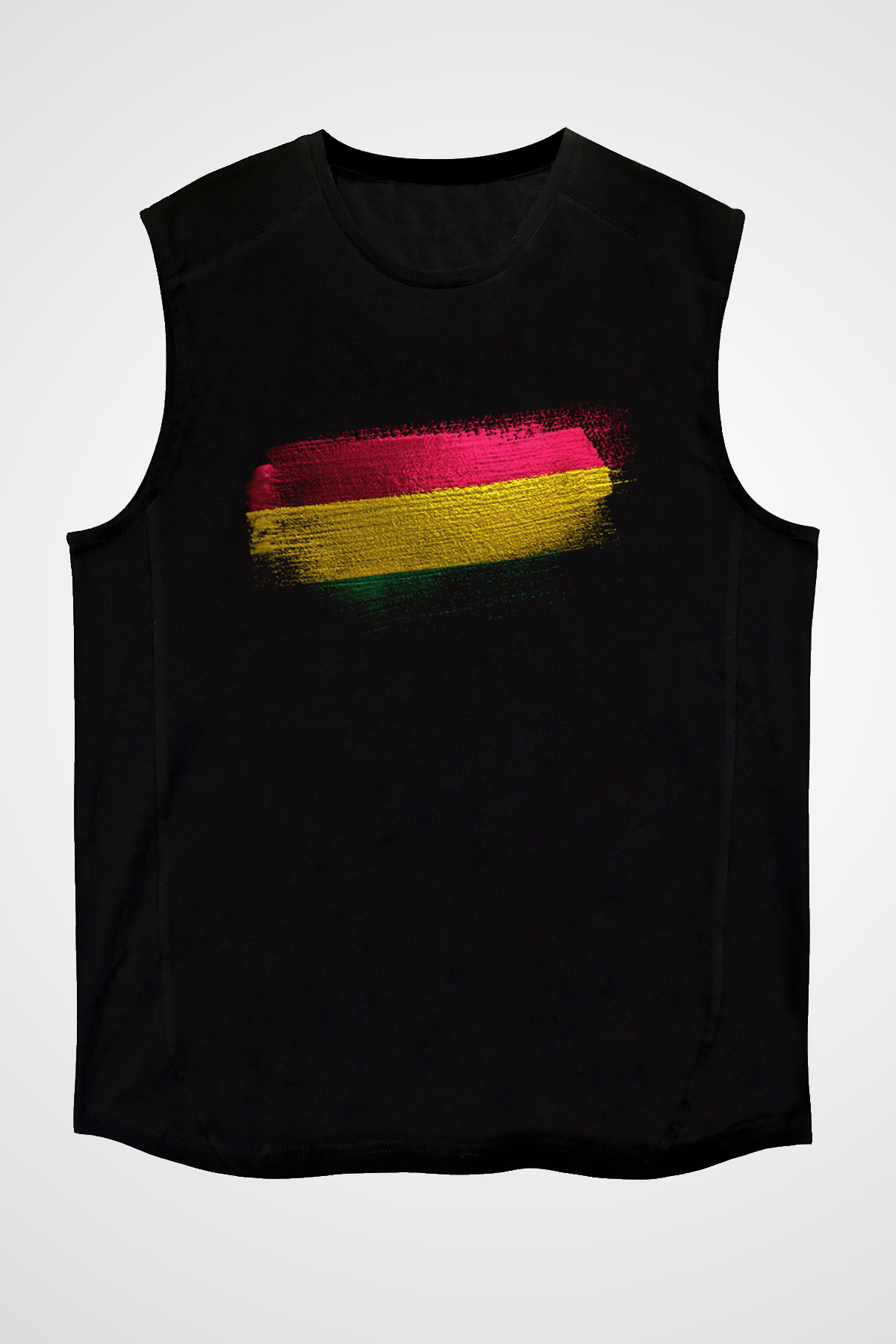 Bolivya - Bolivia Bayrağı Baskılı Unisex Siyah Kolsuz Tişört