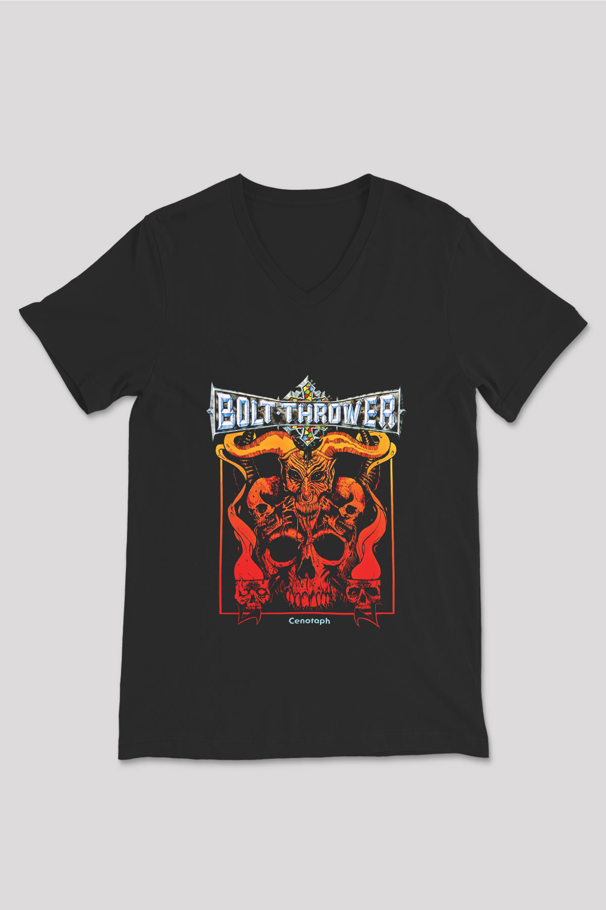 Bolt Thrower Baskılı Unisex Siyah V Yaka Tişört
