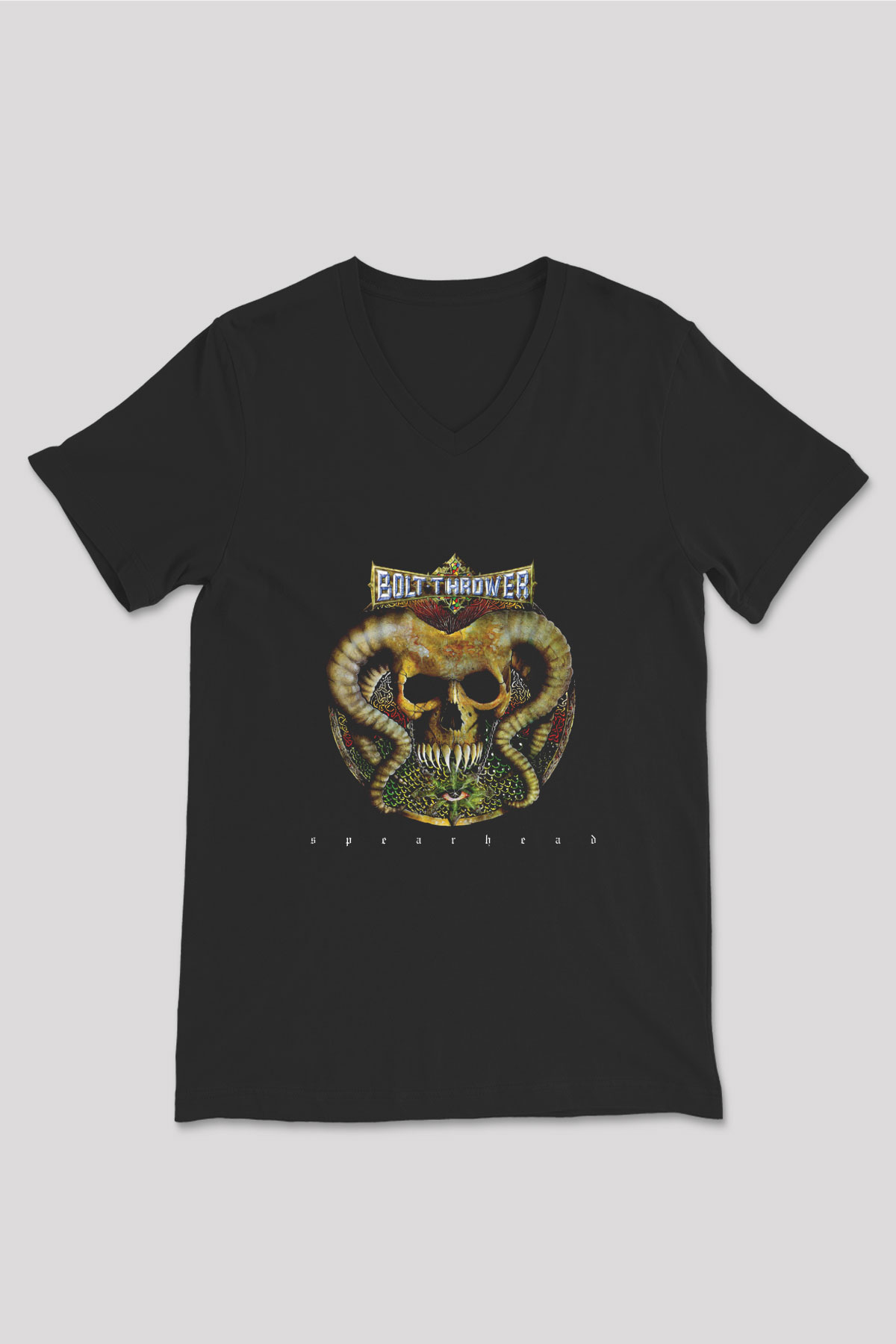 Bolt Thrower Baskılı Unisex Siyah V Yaka Tişört