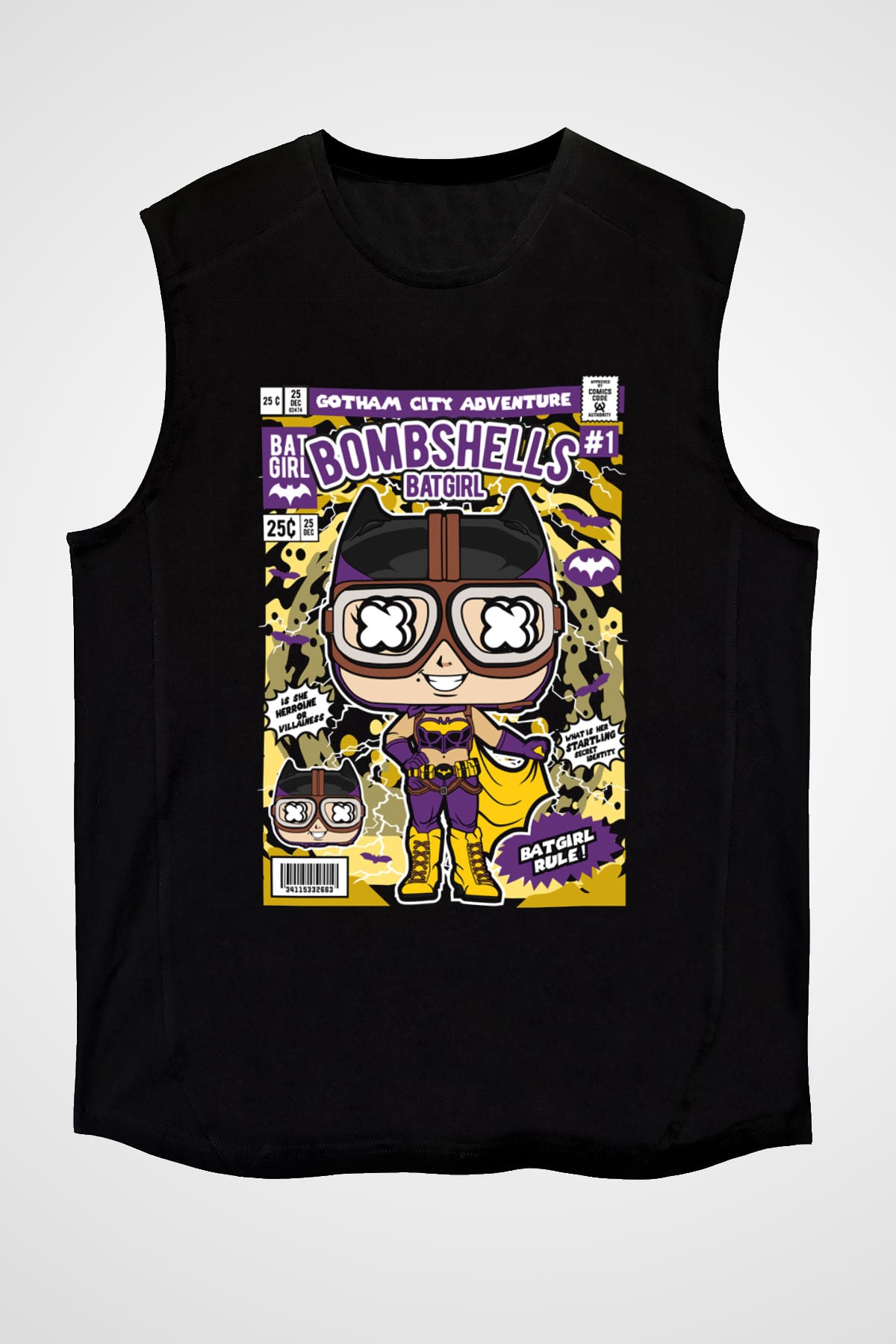 Bombshells Baskılı Unisex Siyah Kolsuz Tişört