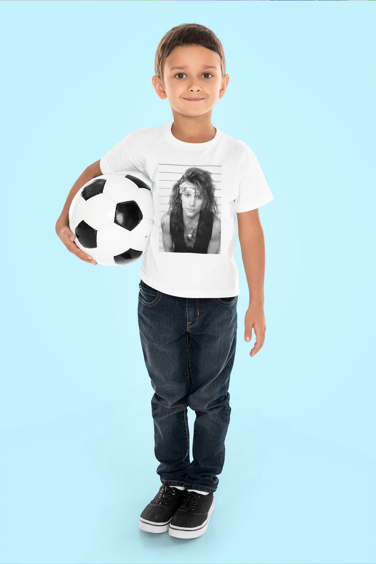 Bon Jovi Baskılı Beyaz Unisex Çocuk Tişört
