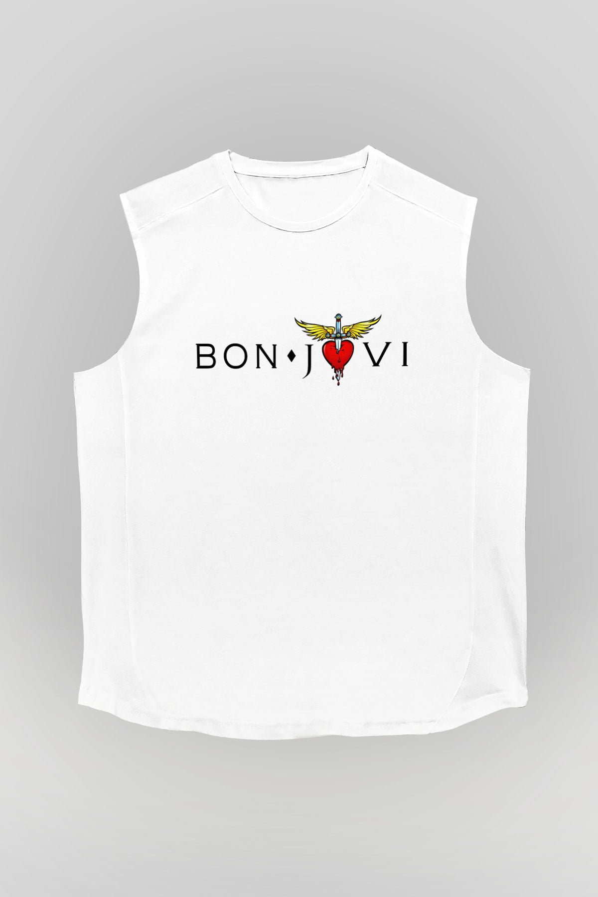 Bon Jovi Beyaz Unisex Kolsuz Tişört