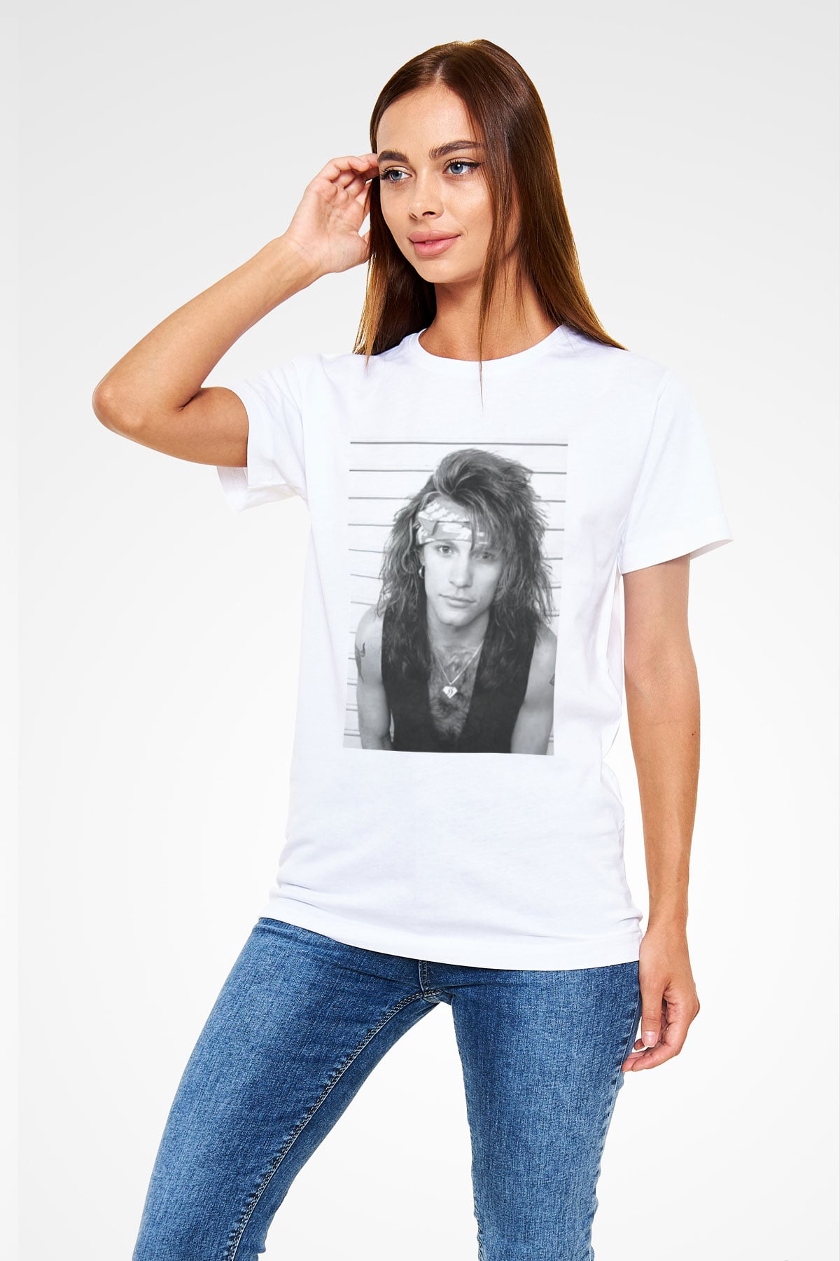 Bon Jovi Beyaz Unisex Tişört T-Shirt - TişörtFabrikası