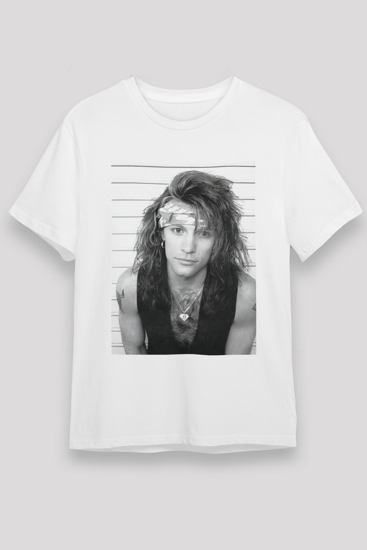 Bon Jovi Beyaz Unisex Tişört T-Shirt - TişörtFabrikası