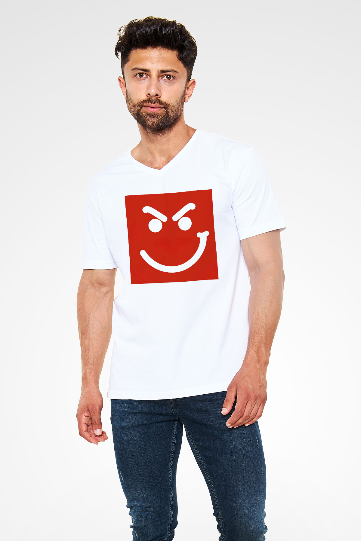 Bon Jovi Beyaz Unisex V Yaka Tişört T-Shirt