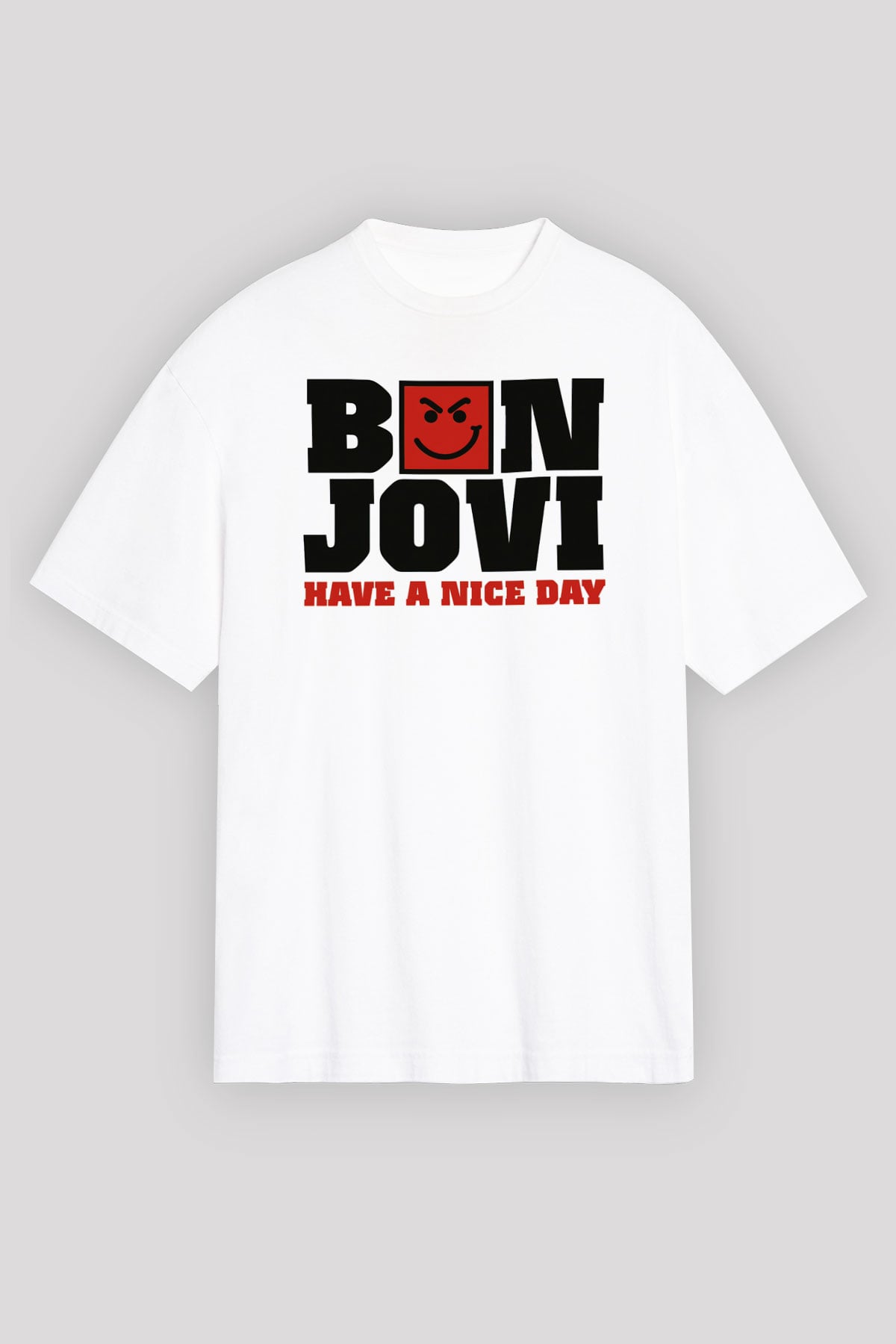 Bon Jovi Have A Nice Day Beyaz Oversize Tişört Oversize T-shirt - TişörtFabrikası