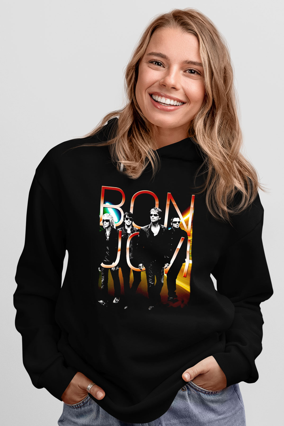 Bon Jovi Siyah Unisex Kapüşonlu Sweatshirt