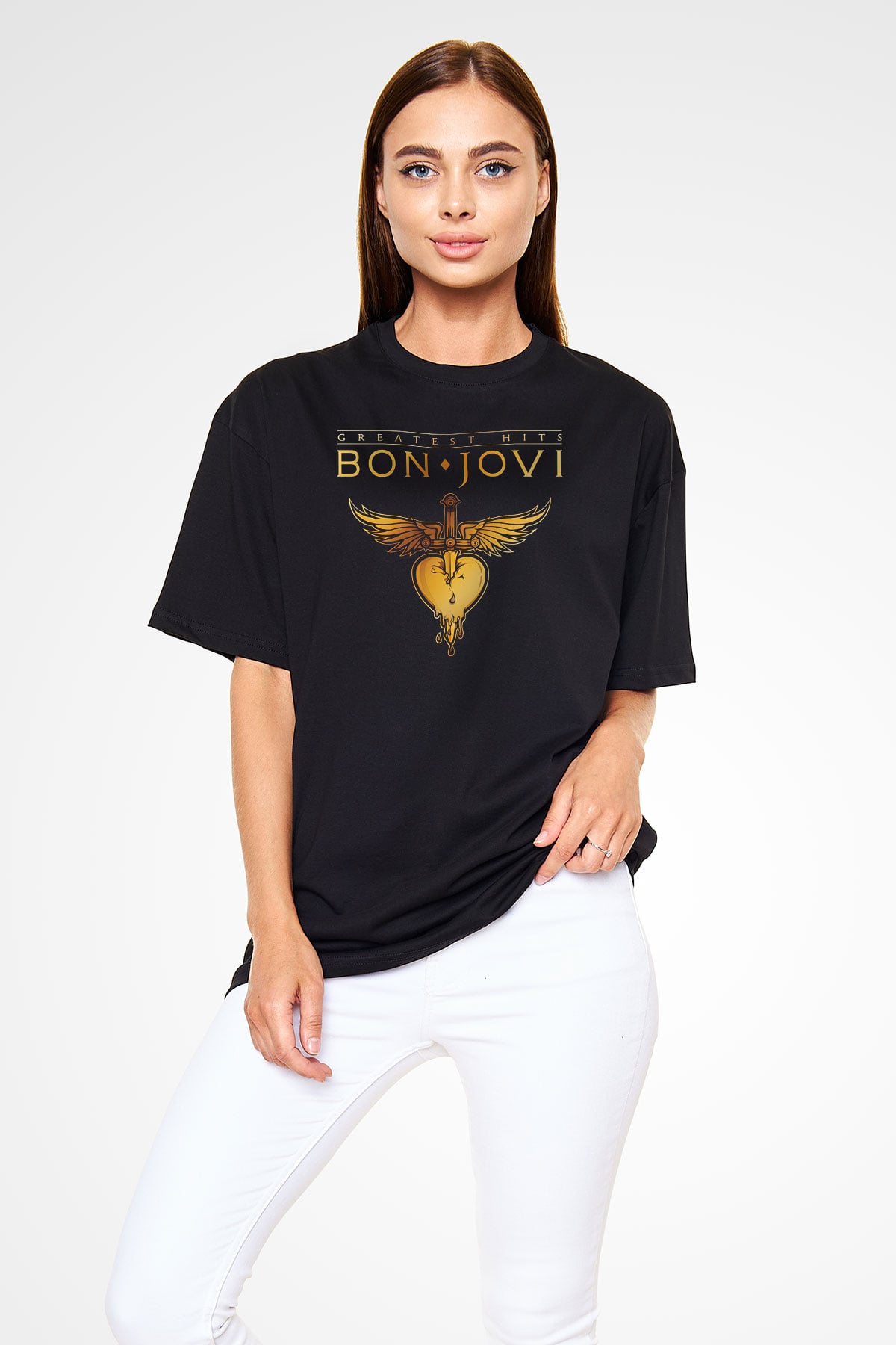 Bon Jovi Siyah Unisex Oversize Tişört T-Shirt
