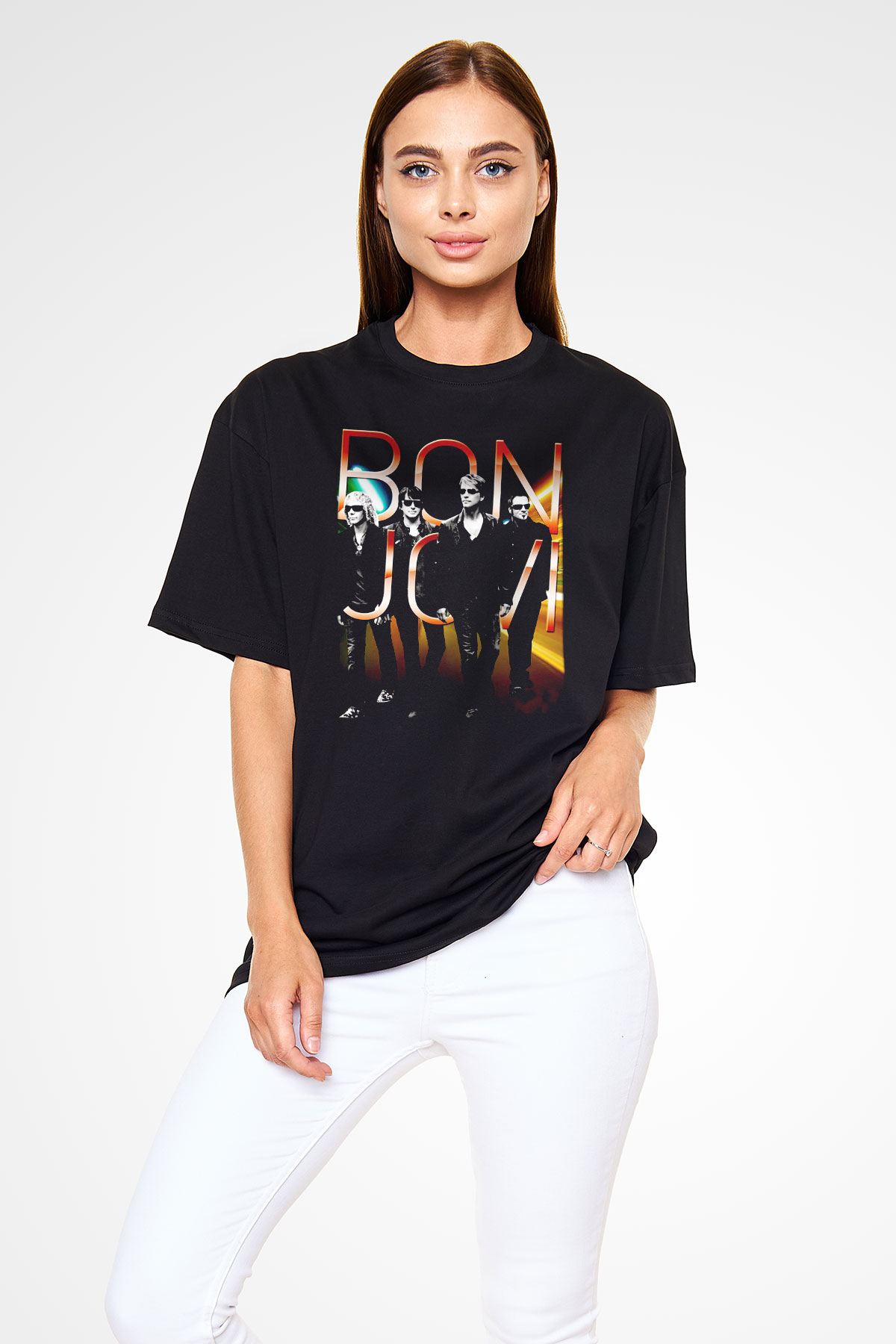 Bon Jovi Siyah Oversize Tişört Oversize T-shirt - TişörtFabrikası