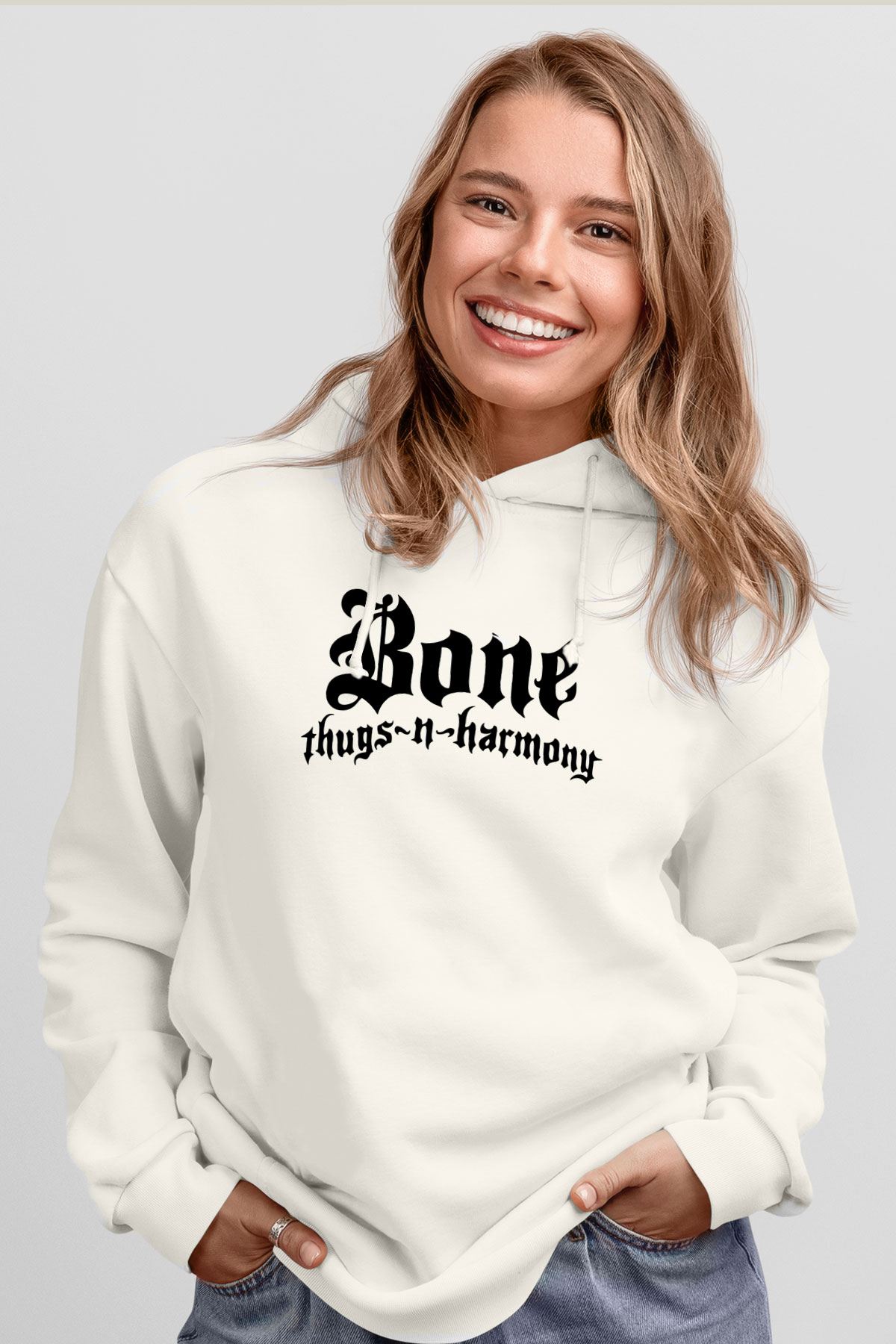 Bone Thugs-n-Harmony Beyaz Unisex Kapşonlu Sweatshirt